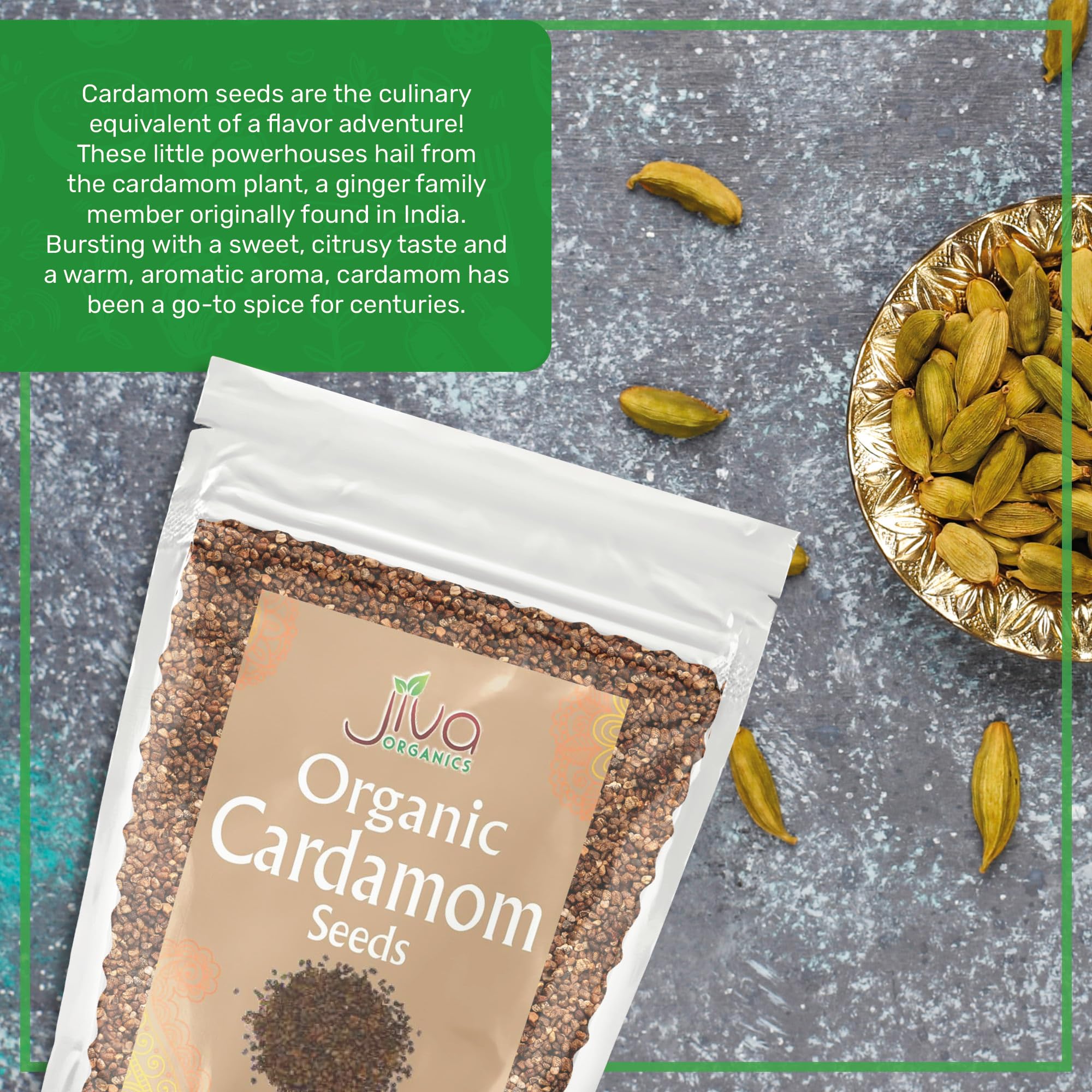 Premium Organic Black Cardamom Seeds (Decorticated) - 3.5oz Resealable Bag | Non-GMO, Gluten-Free | Perfect for Baking, Chai Tea & Indian Cuisine