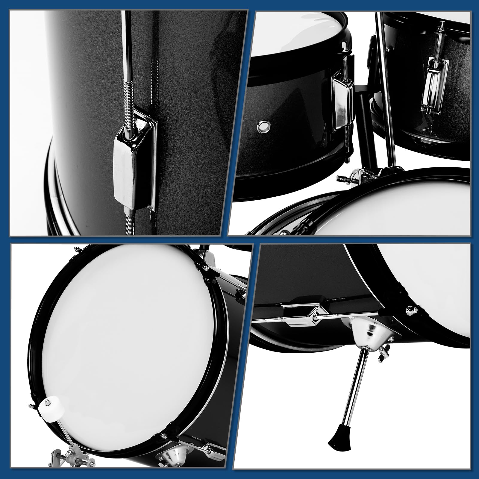 **Ktaxon 5-Piece Complete Junior Drum Set – 16 Inch Kids Drum Kit with Throne Stool, Pedal & Drumsticks – Includes Cymbal, Hi-Hat, Floor Tom, Snare Drum – Perfect for Beginners & Young Musicians (Black) – Ideal for Home Practice, Music Lessons & Kids' Performances**