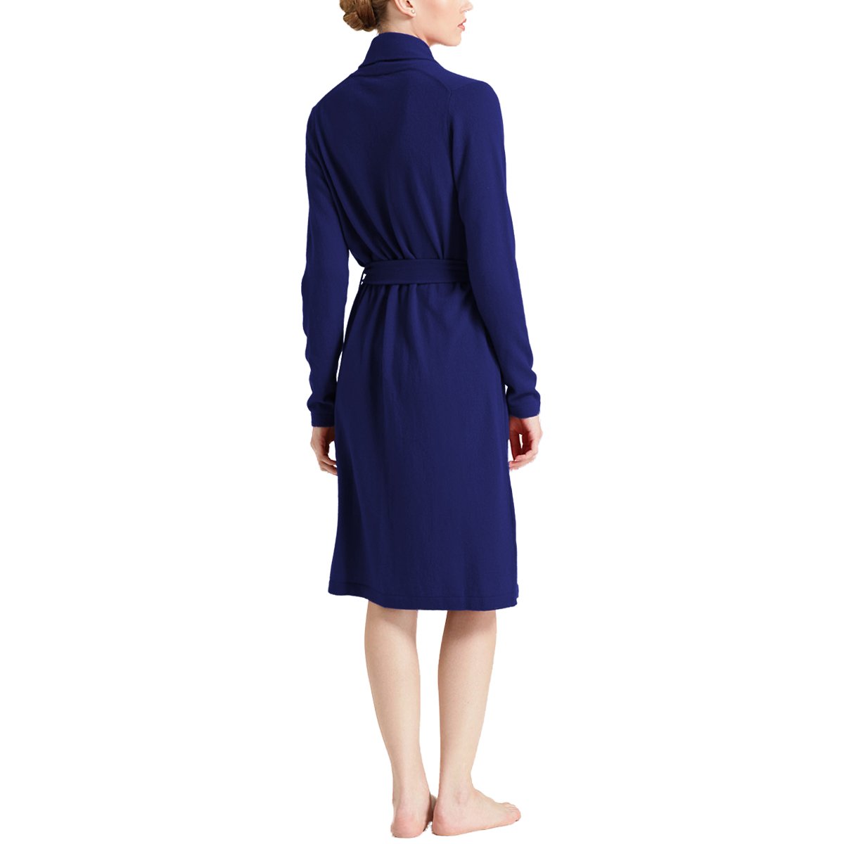 Parisbonbon Women's 100% Cashmere Shawl Collar Robe - Soft Luxury Loungewear for Home & Spa - Dark Blue Size S - Perfect for Relaxation, Gift Giving & Cold Weather Comfort