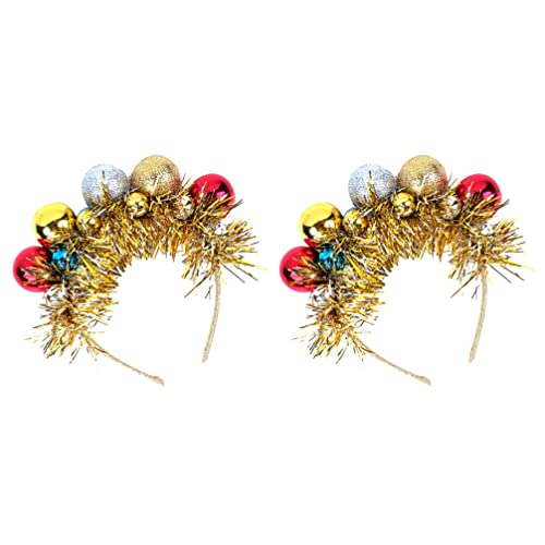 Beaupretty 2 Pack Glitter Christmas Headbands for Women & Girls - Sparkly Holiday Hair Hoops with Glitter Balls & Tinsel - Perfect for Christmas Parties, Festive Gatherings & Holiday Photos
