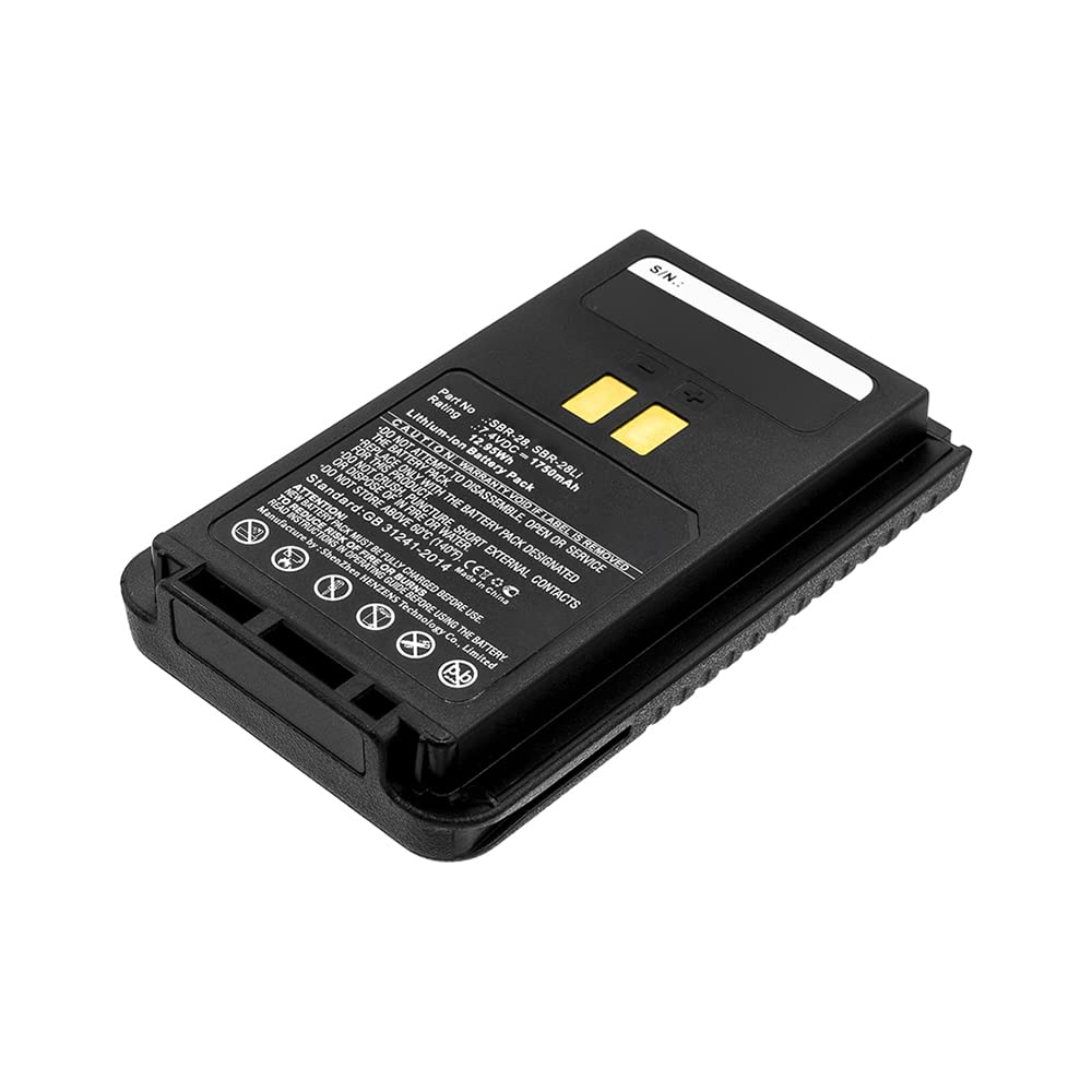 Synergy Digital 2-Way Radio Li-ion Battery Pack (7.4V 1750mAh) - Replacement for YAESU FT-4XR & SBR-28 - 5-Pack Combo for Long-Lasting Communication - Perfect for Outdoor Adventures, Emergency Preparedness, and Business Operations