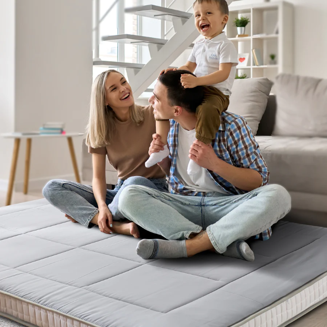 MAXYOYO Japanese Floor Mattress - Extra Thick Padded Tatami Mat for Sleeping & Lounging, Grey Style | Perfect for Guest Beds, Meditation, Yoga & Small Space Living