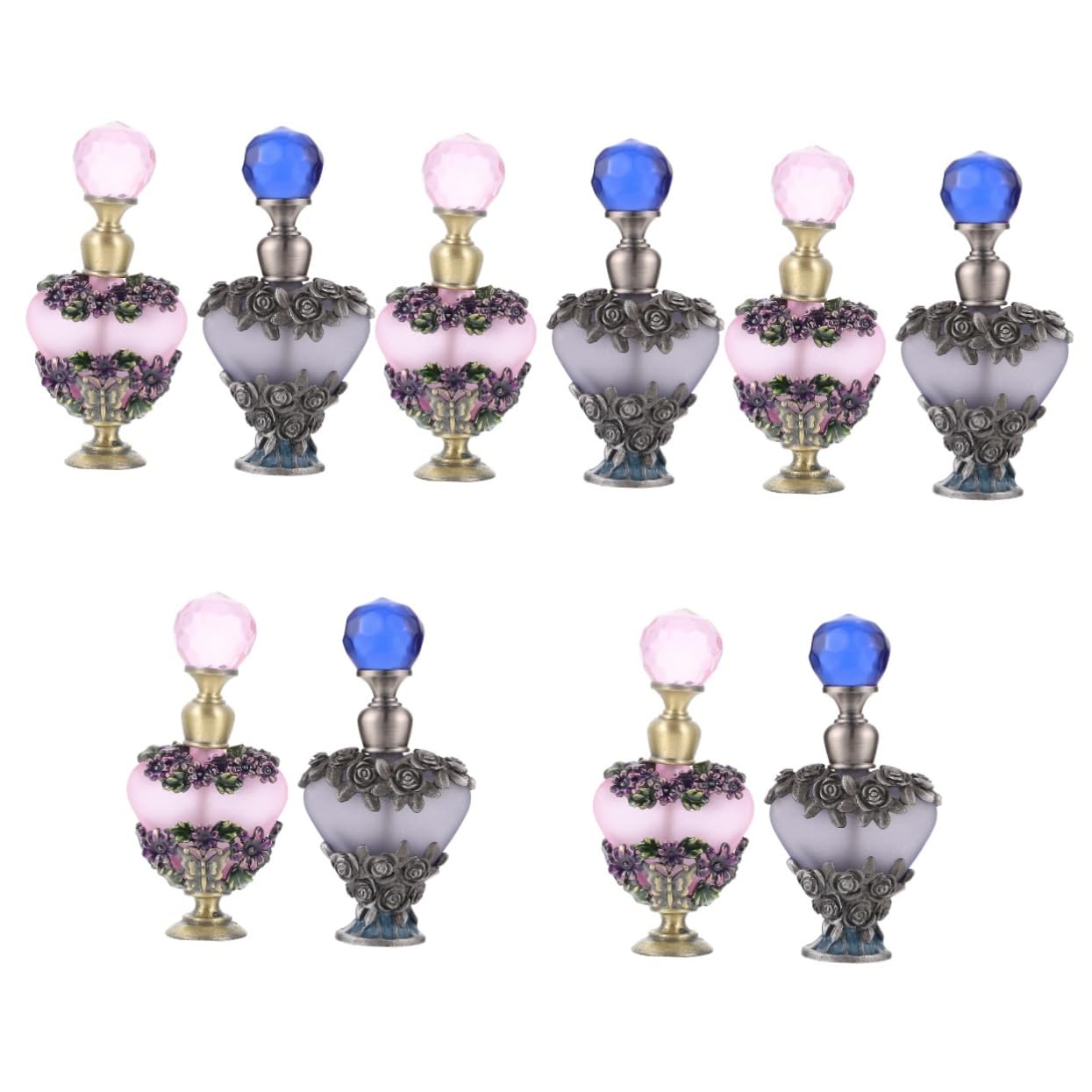 Vintage Glass Essential Oil Bottles - 10 Pack Refillable Perfume Bottles for Diffusers, Aromatherapy, Home Decor & DIY Projects - Elegant Dubai Style Design