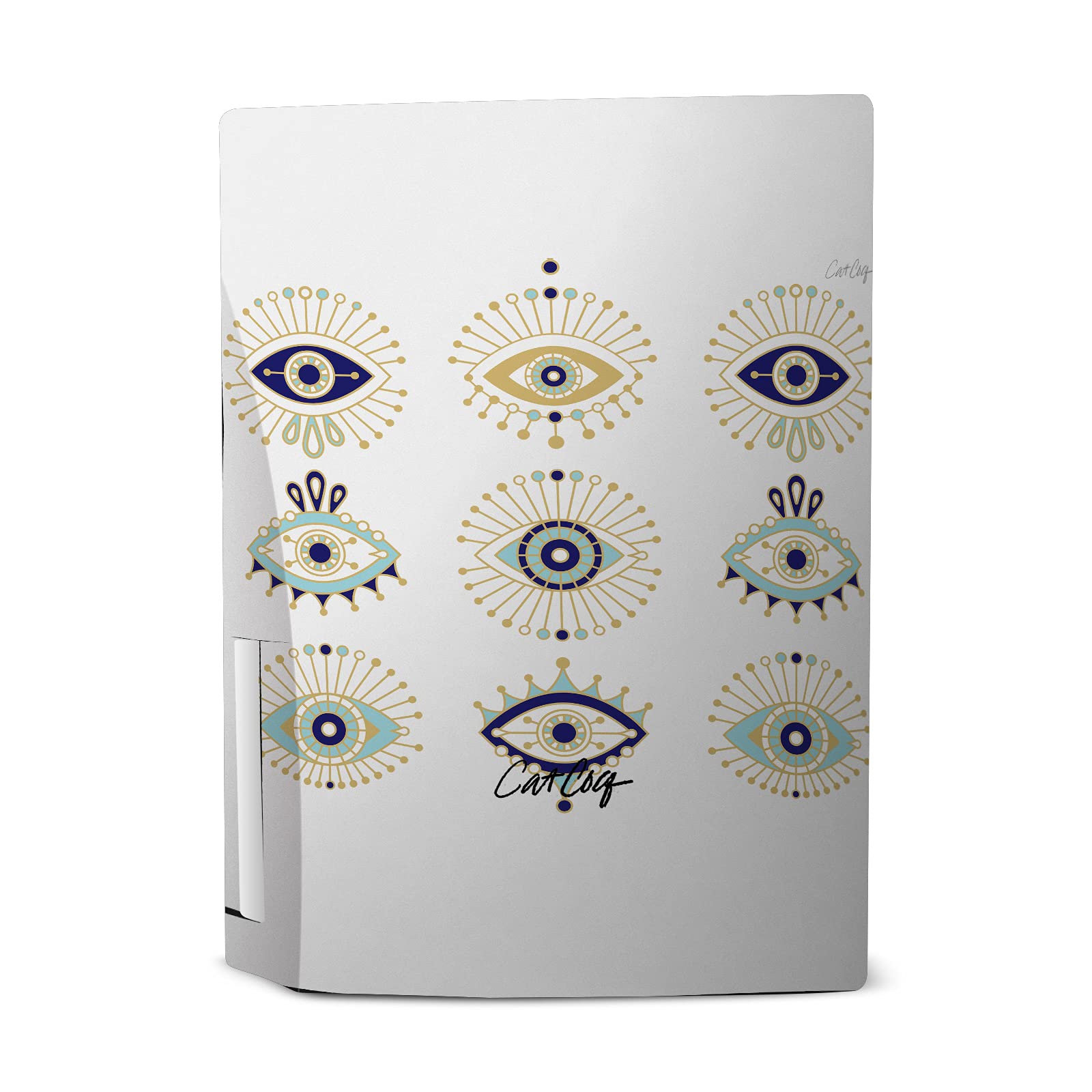 Official Licensed Cat Coquillette Blue Gold Art Matte Vinyl Skin Sticker Decal Compatible with Sony PlayStation 5 PS5 Disc Edition Console - Perfect for Gaming, Personalization & Protection
