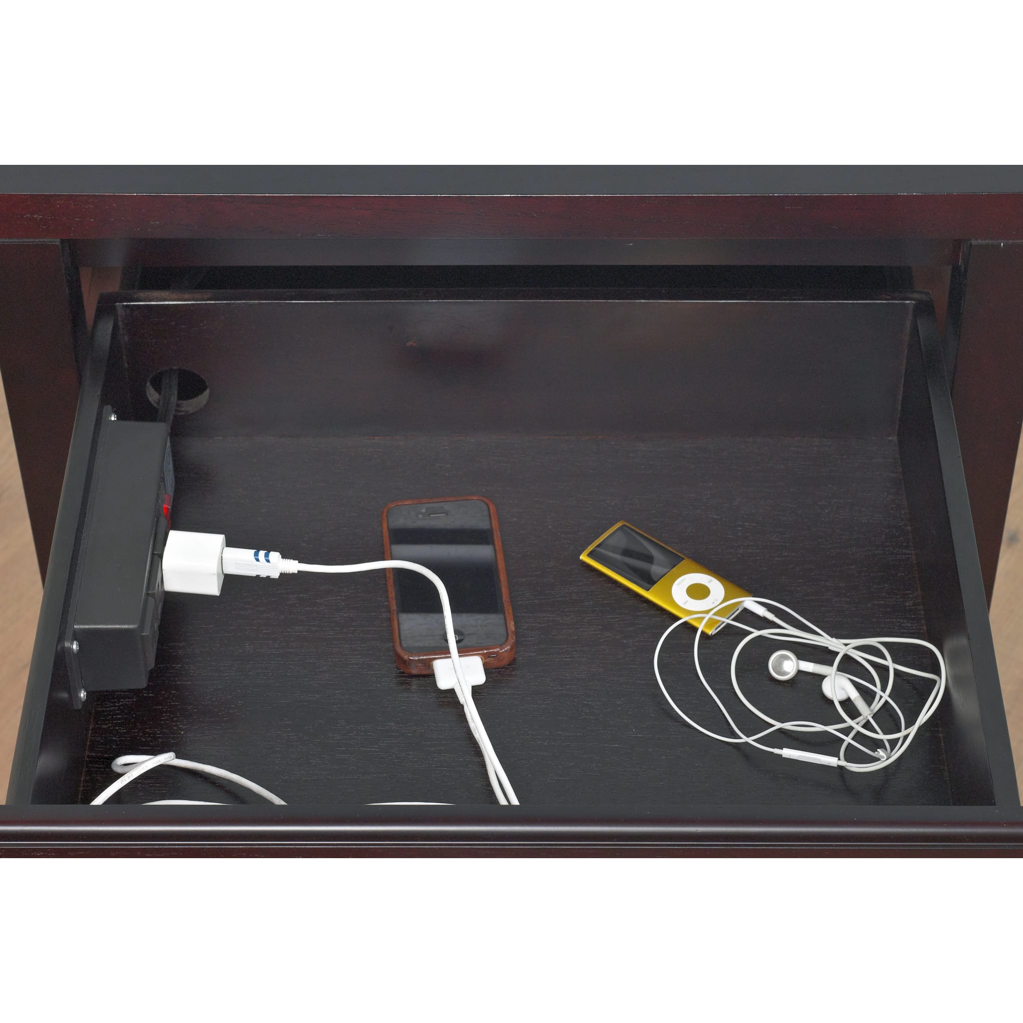 Nevis 3-in-1 Wireless Charging Station Nightstand with USB Ports - Modern Espresso Wood Bedside Table for Phone, Watch & Earbuds - Perfect for Bedroom, Office & Guest Room Organization