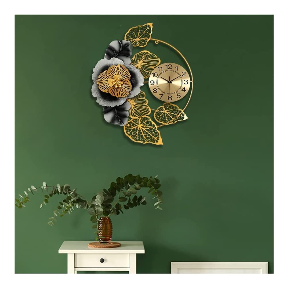 Creative Metal Flowers Wall Art Decor - Handmade Metal Wall Decoration for Living Room, Bedroom, Bathroom, Dining Room, Kitchen & Office - Vintage Clock Design Home Decor - Perfect for Housewarming Gifts & Interior Design Projects