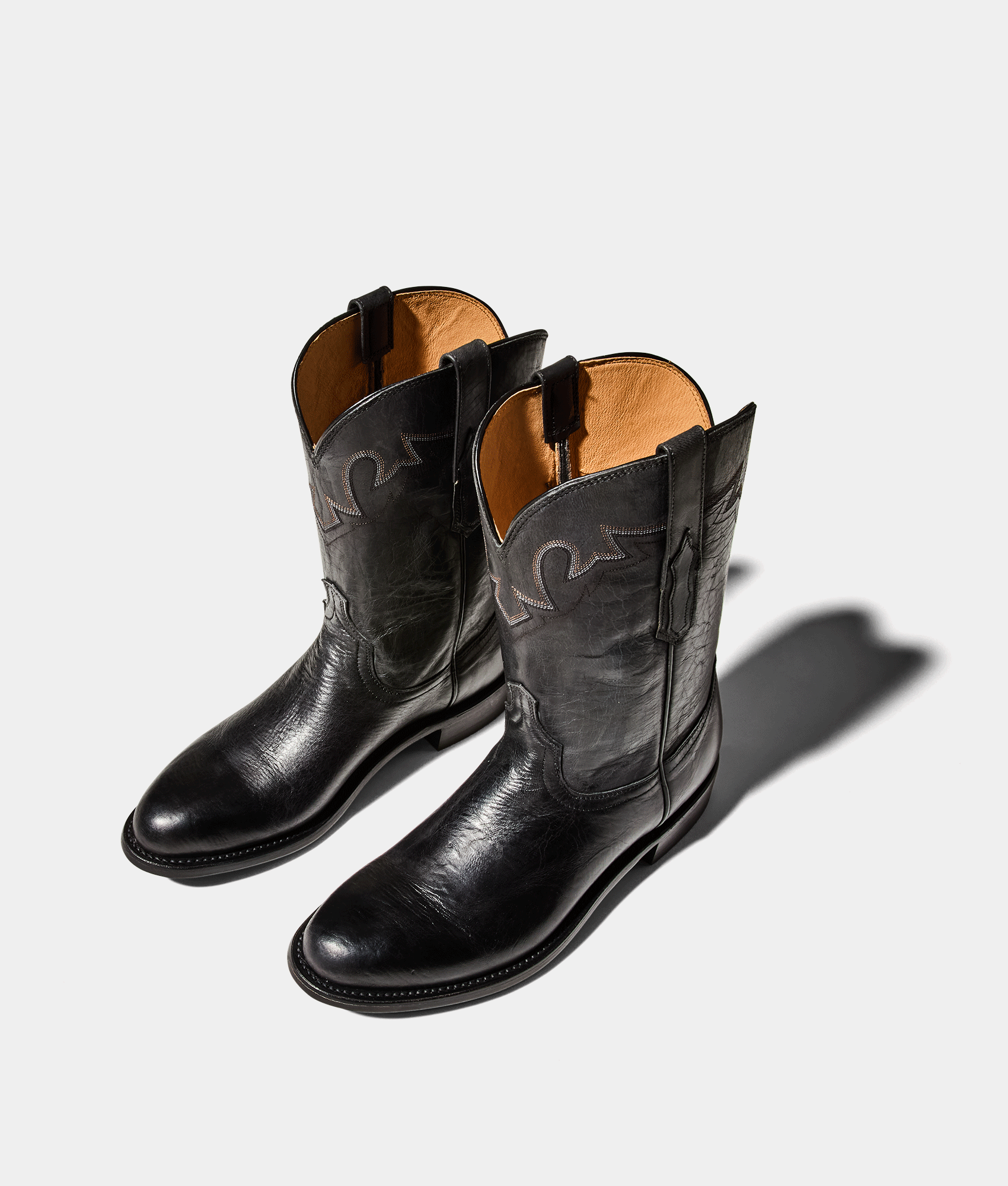 Sunset Roper Cowboy Boots - Genuine Leather Black Western Boots for Men | Perfect for Rodeo, Country Dancing & Outdoor Adventures