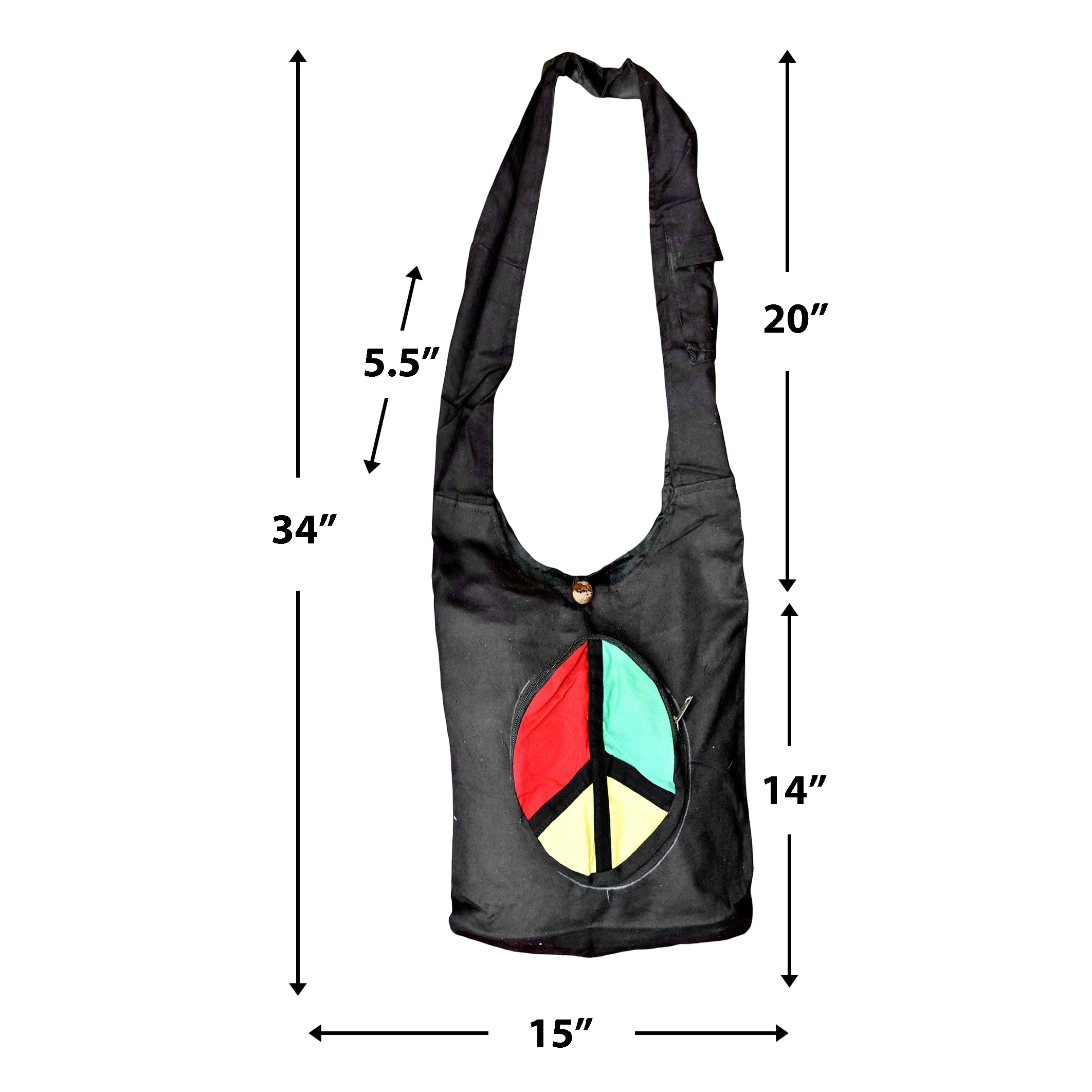 Mandala Crafts Rasta Stripe Hippie Bag - Large Boho Hobo Purse & Crossbody Bag for Women | Perfect for Music Festivals, Beach Trips & Boho Fashion