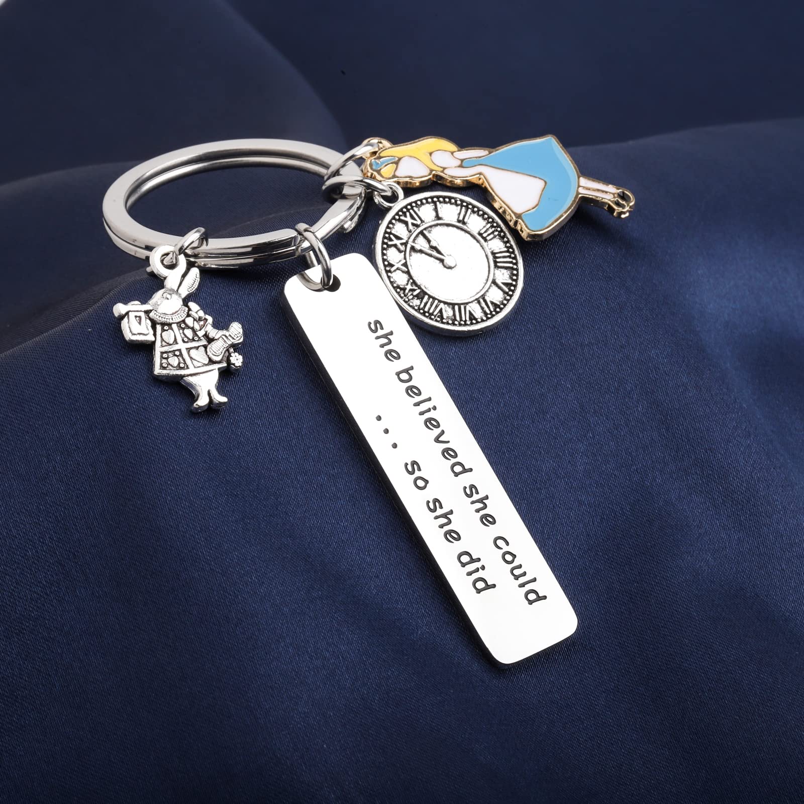 FOTAP Alice Bracelet - Inspirational 'She Believed She Could So She Did' Motivational Jewelry for Women - Perfect Gift for Alice Fans, Graduation, Birthday & Daily Encouragement