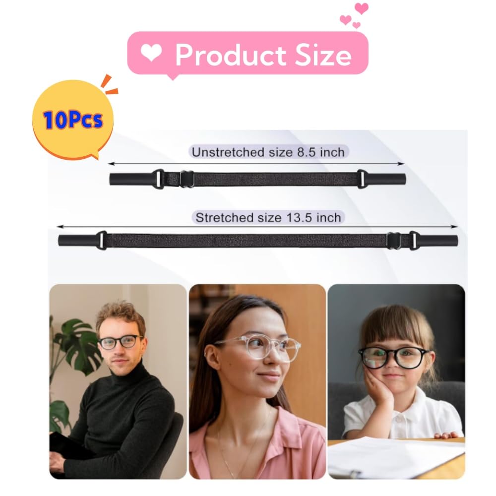 10PCS Adjustable Anti-Slip Sports Eyeglass Straps - Universal Glasses Holder for Men & Women - Perfect for Running, Hiking, Cycling & Outdoor Activities