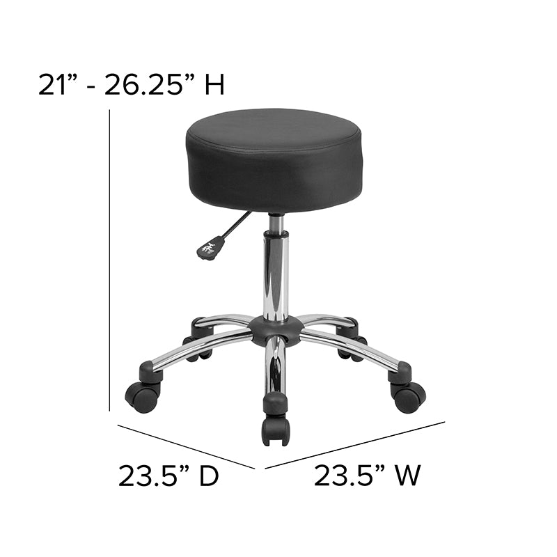 FLASH Medical Ergonomic Stool with Chrome Base - Adjustable Rolling Stool for Doctors, Dentists, Nurses & Lab Technicians - Comfortable & Durable for Clinics, Hospitals & Medical Offices