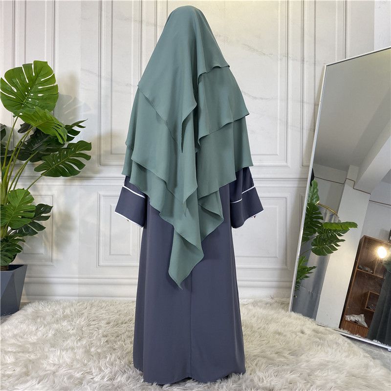 15 Color Options 3 Layer Chiffon Long Khimar Scarf - Modest Islamic Prayer Dress for Arab Women - Perfect for Eid, Mosque, Wedding & Special Occasions