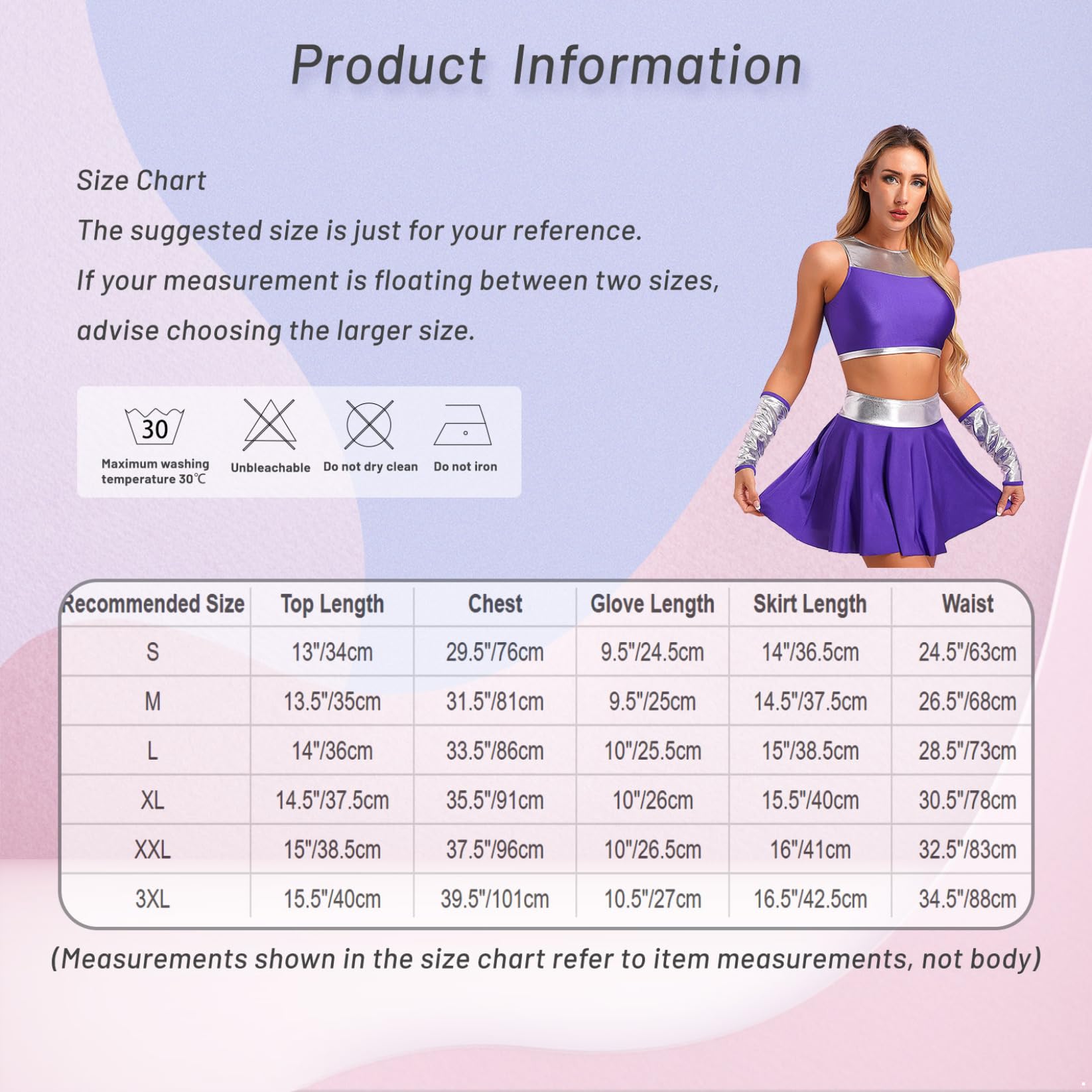 Ocealan Women's Halloween Cheerleading Dance Costume Set - Sexy Crop Top with Skirt & Gloves for Theme Party, Cosplay, Dance Performance & Halloween Dress Up