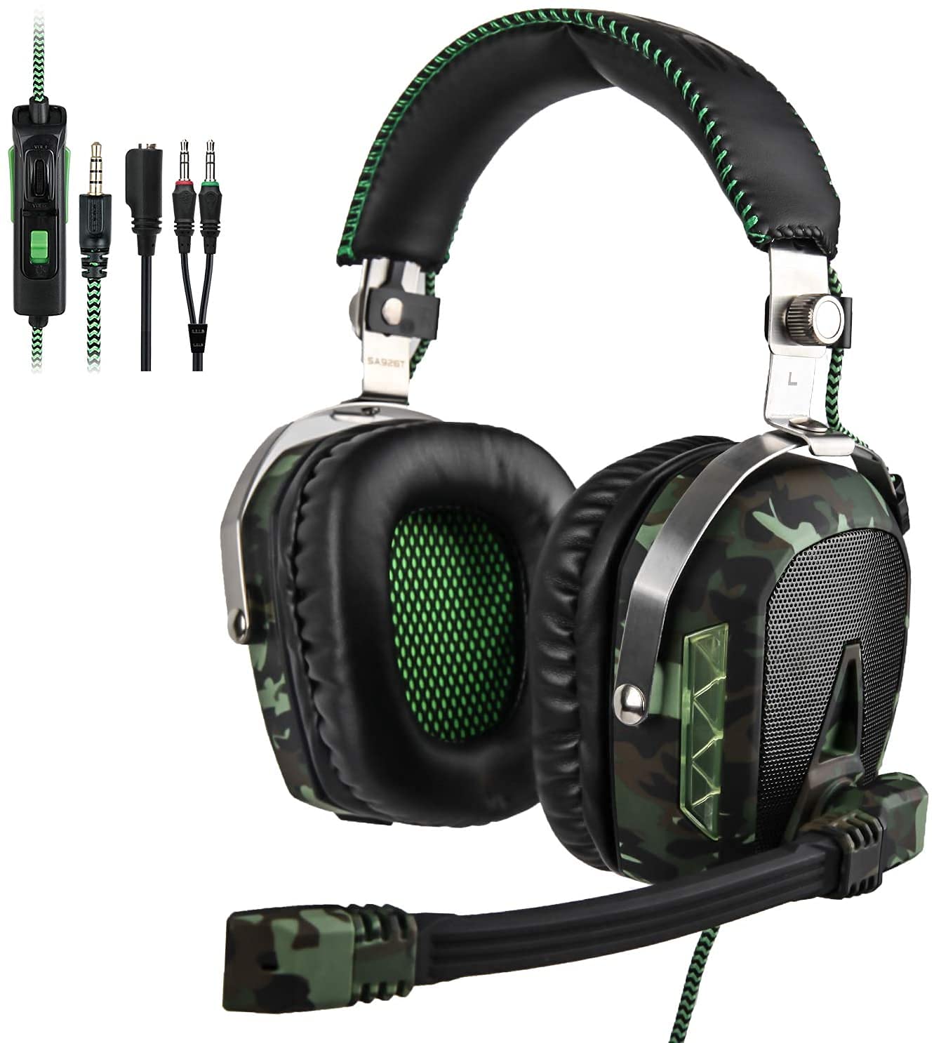 SADES SA926T Camouflage Gaming Headset with Surround Sound for Xbox One, PC, Mac, PS4, Phone & Laptop - Over-Ear Headphones for Immersive Gaming & Online Meetings