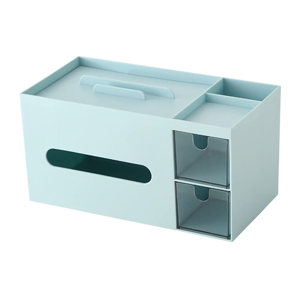 URMAGIC Rectangular Tissue Box Cover with Storage - 9 x 4.7 Inch Facial Tissue Organizer & Paper Towel Holder - Stylish Home & Office Desk Accessory (Blue) - Perfect for Living Room, Bedroom, Bathroom, and Kitchen Organization