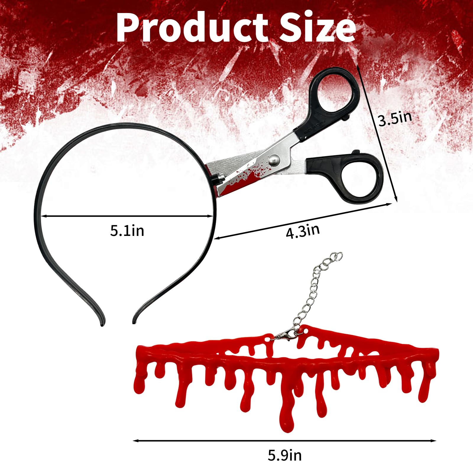 2pcs Halloween Fake Knife Headband & Vampire Blood Drip Necklace Set - Scary Plastic Bloody Knife Through Head Accessory for Cosplay, Zombie Makeup, Horror Parties & Halloween Props - Perfect for Costume Parties, Haunted Houses & Themed Events