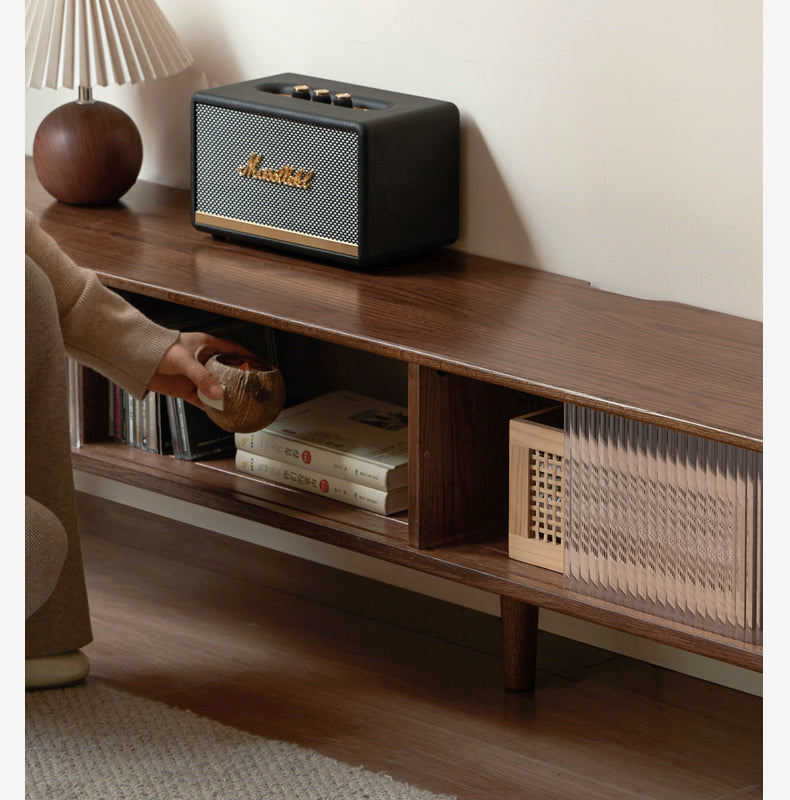 Oak Solid Wood Modern Simple TV Cabinet - Stylish & Durable Entertainment Center for Living Room, Bedroom, or Home Theater