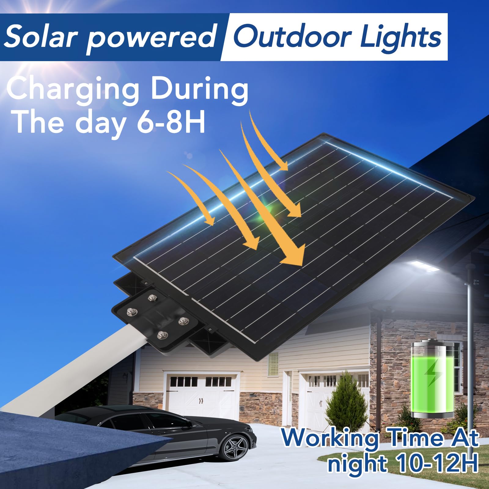 1600W Solar Street Lights Outdoor - 420,800LM Waterproof IP67 with Motion Sensor & Remote Control - Ideal for Parking Lots, Yards, Gardens, Patios, Stadiums, and Piazzas