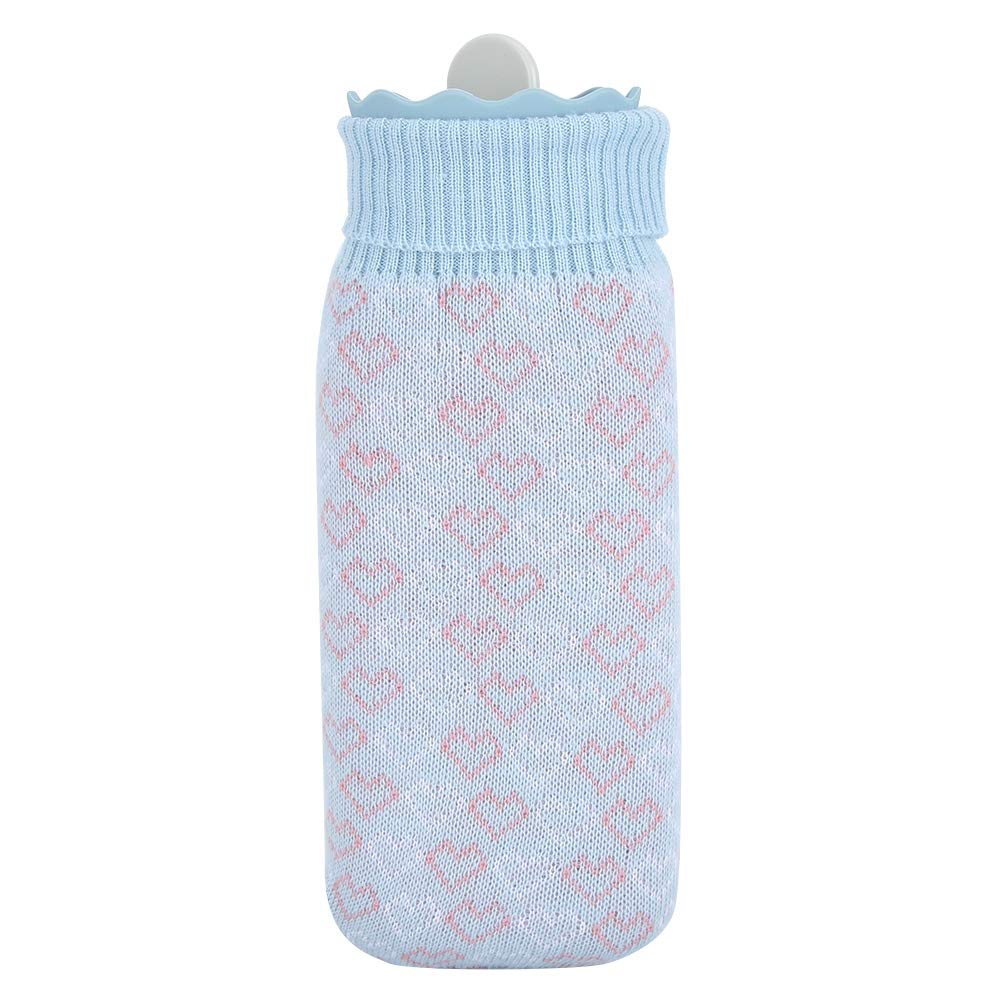 Hot Water Bottle with Wide Mouth Design - Large Capacity Mini Hot Water Bag for Home Use, Pain Relief & Warmth (Blue) - Perfect for Cold Weather, Menstrual Cramps & Muscle Aches