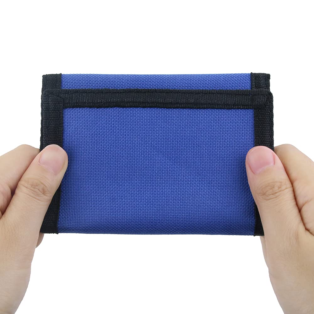 RFID Blocking Trifold Nylon Wallet for Men & Women - Anti-Theft Magic Sticker Wallet for Teens & Adults (Navy Blue) | Perfect for Travel, Daily Use & Gift Giving