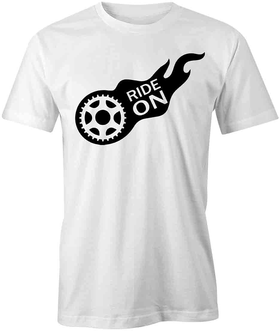 Ride On Graphic T-Shirt for Men & Women - Soft Cotton Printed Tee in White | Casual Wear, Street Style, Biker Outfits
