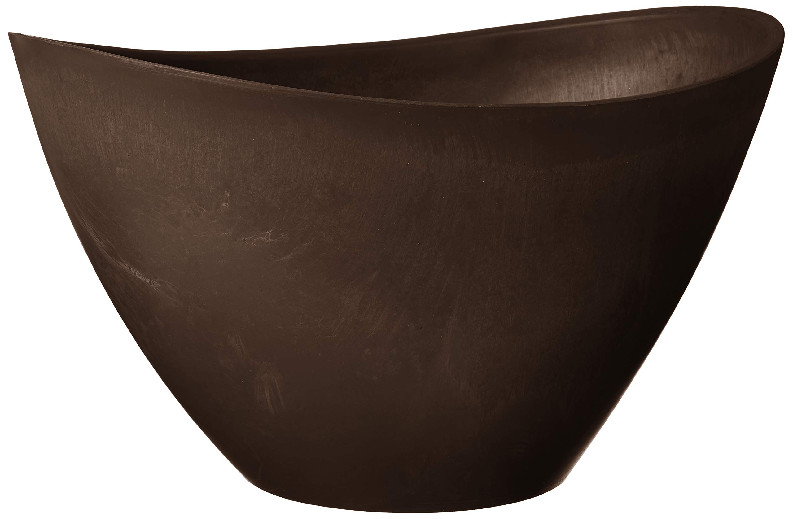 PSW 16-inch Curved Planter Pot - Indoor/Outdoor Flower Pot for Plants, Gardens, Home & Office Decor - Chocolate Brown Ceramic Planter for Succulents, Herbs, Flowers (Perfect for Patio, Balcony, Living Room)