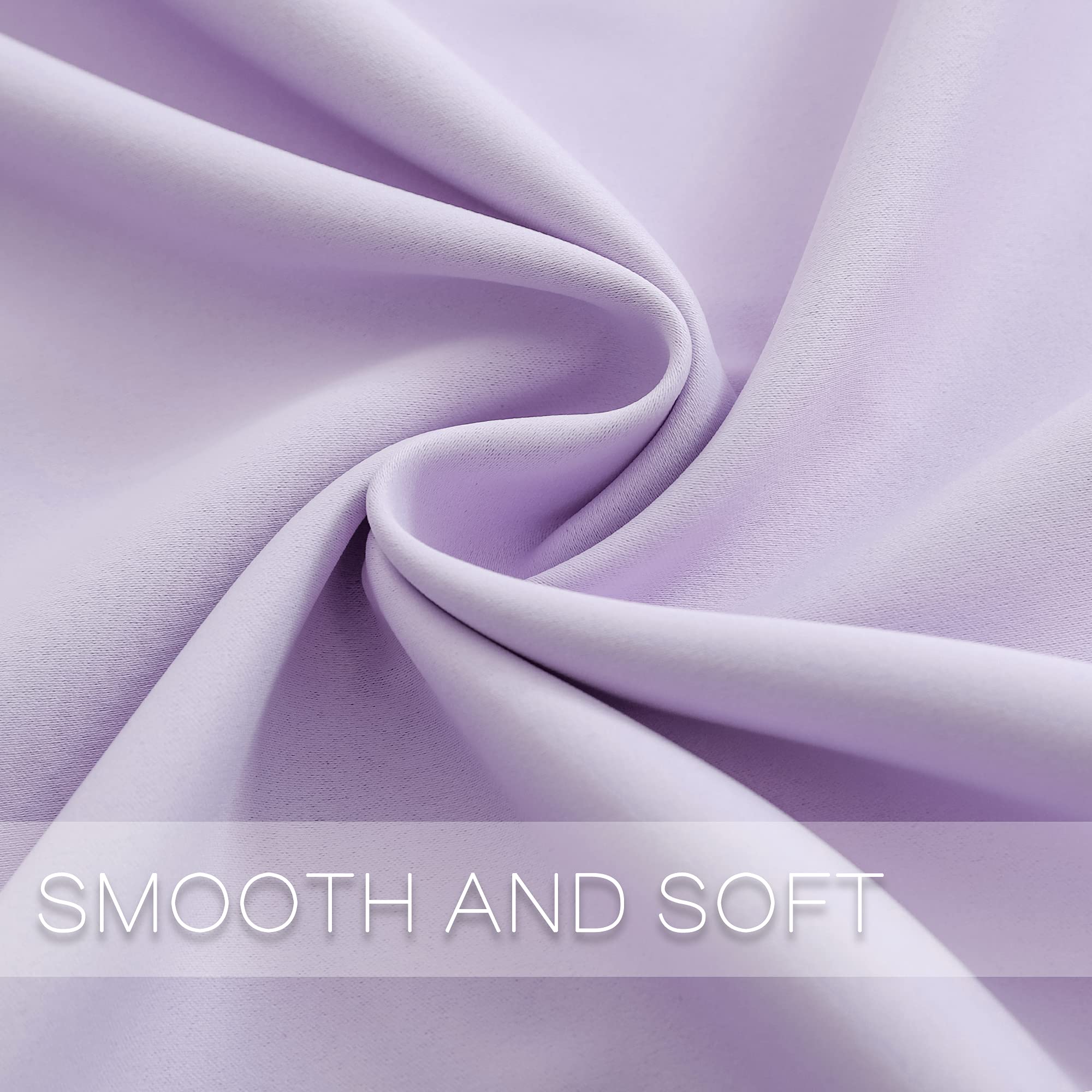 YGO Blackout Curtains 52x45 Inches - 2 Panels, Lilac Room Darkening Drapes with Ring Top for Kids Bedroom & Nursery | Light Blocking Window Treatment for Better Sleep & Home Decor