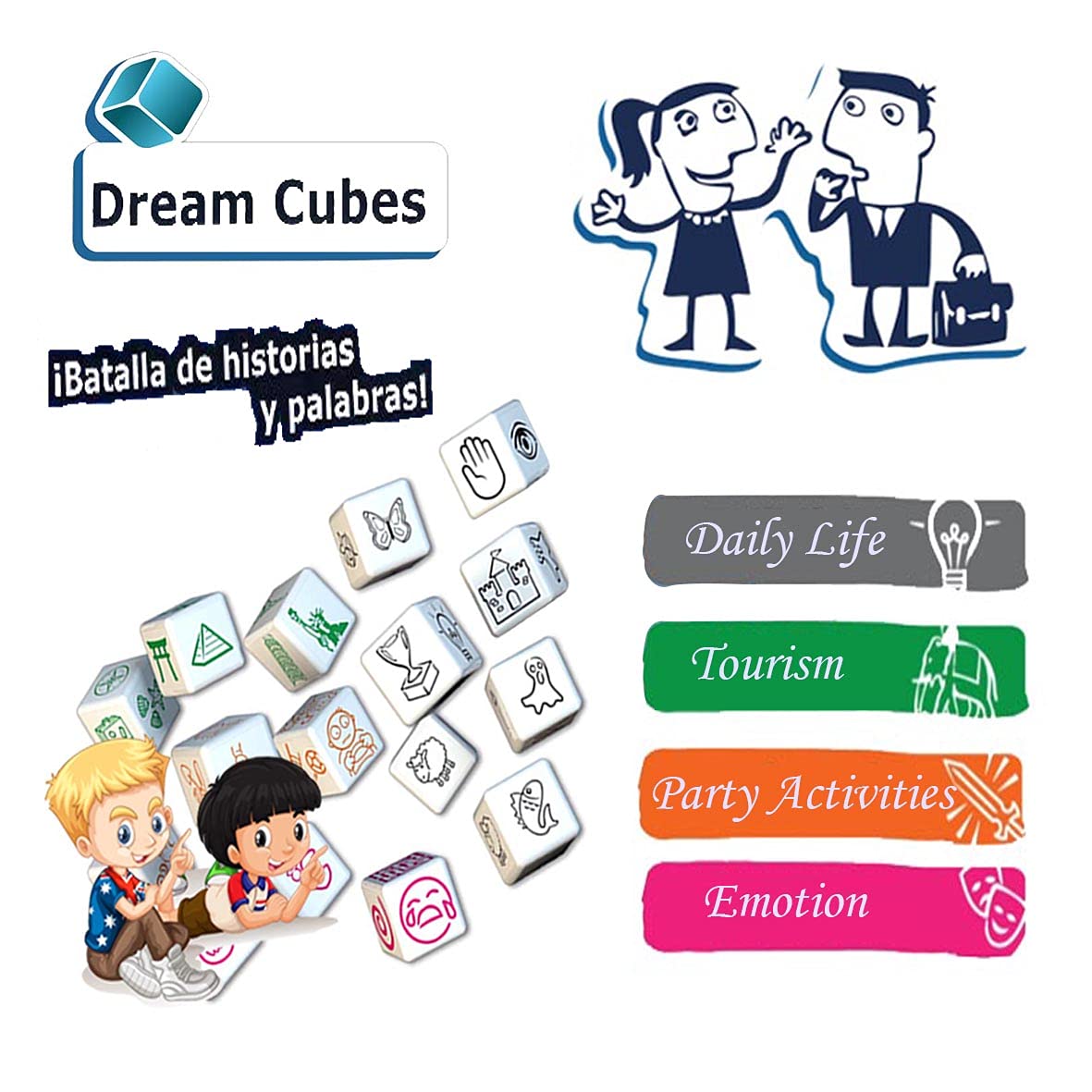 Happy Story 18 Cubes Bundle Sets - Creative Word & Story Dice Game for Kids with 4 Models & 108 Images, Unlimited Story Combinations for Imaginative Play, Family Game Night & Classroom Learning Activities
