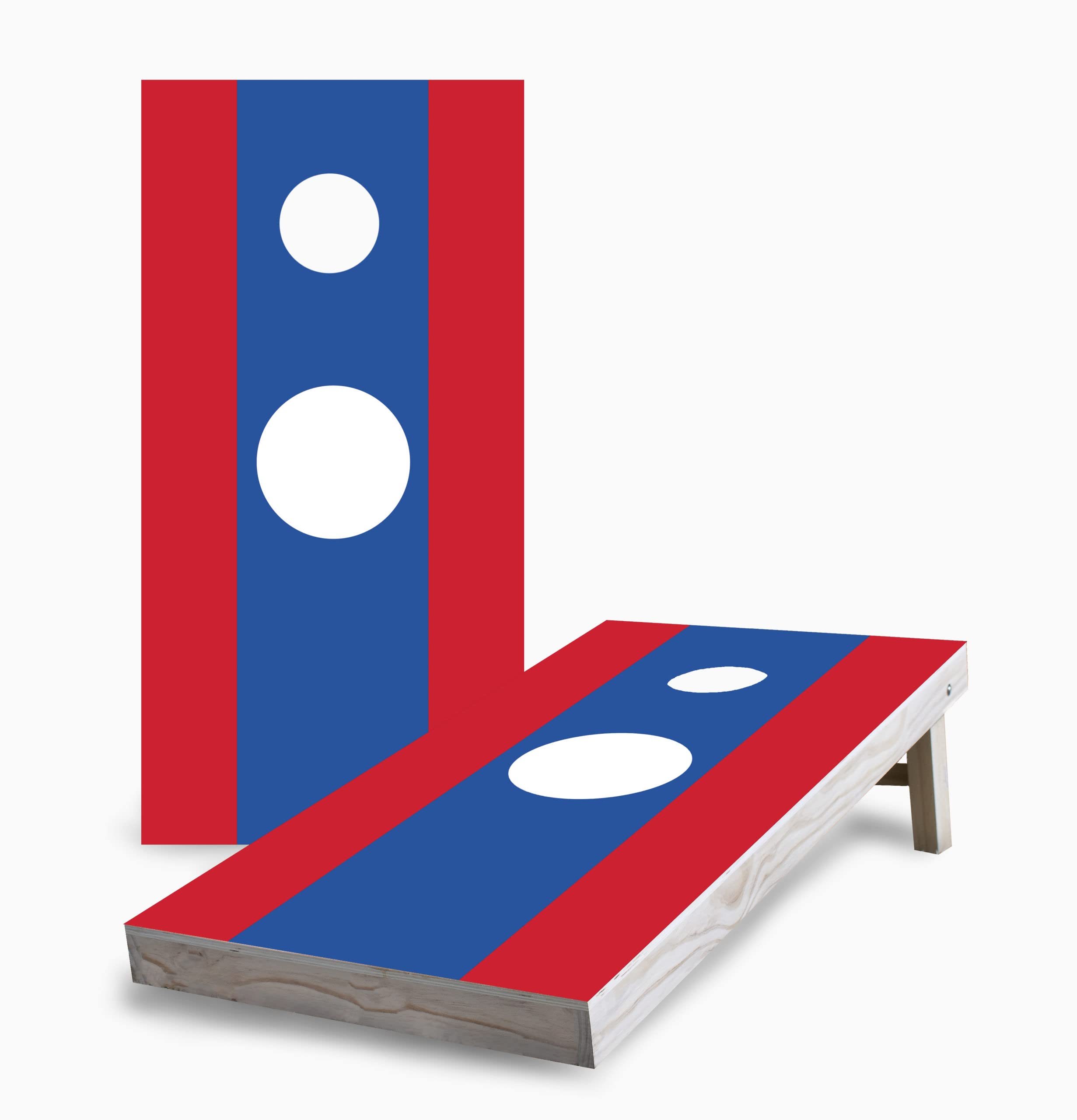 Skip's Garage Laotian Flag Corn Hole Board Set - 2 Boards & 8 Bags - Outdoor Lawn Games for Backyard, Tailgate Parties, and BBQs