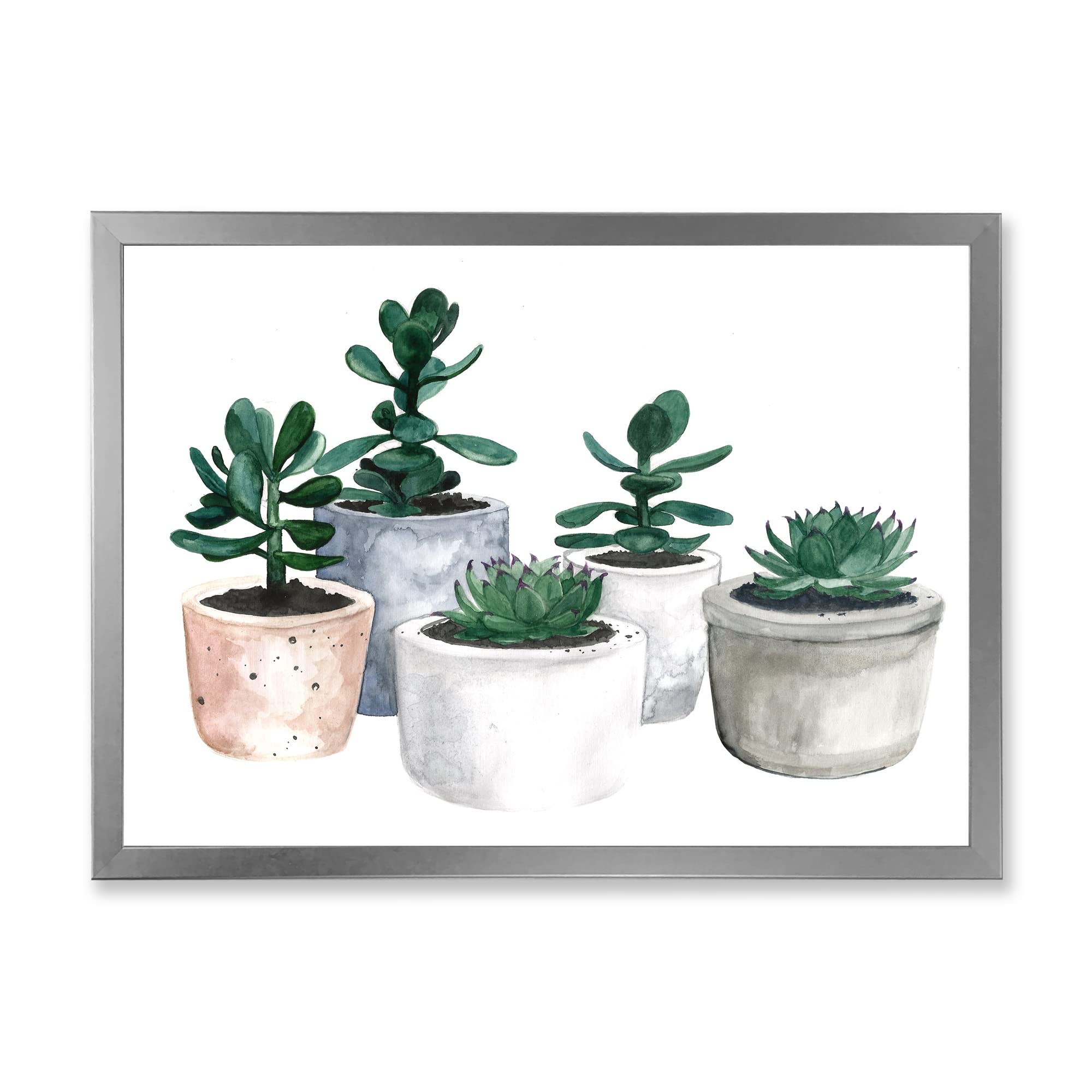 Beautiful Cactus and Succulent House Plants Wall Art - Farmhouse Style Framed Decor for Living Room, Bedroom & Office