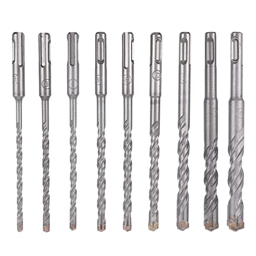 DOITOOL 9-Piece Concrete Drill Bit Set - Carbide Tipped Steel Drill Bits for Wood, Metal, Steel, Copper & Aluminum Alloy - Heavy Duty Electric Drill Replacement Kit for Construction, Masonry & DIY Projects
