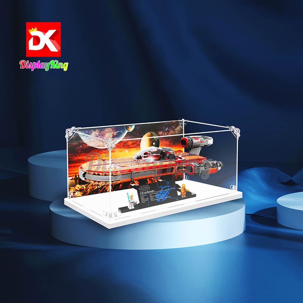 Premium Acrylic Display Case for LEGO Luke Skywalker's Landspeeder 75341 - Protective Showcase for Star Wars Collectibles (Lego Set Not Included) with Themed Background - Perfect for Home Decoration, Office Display & Gift Giving (US Stock)