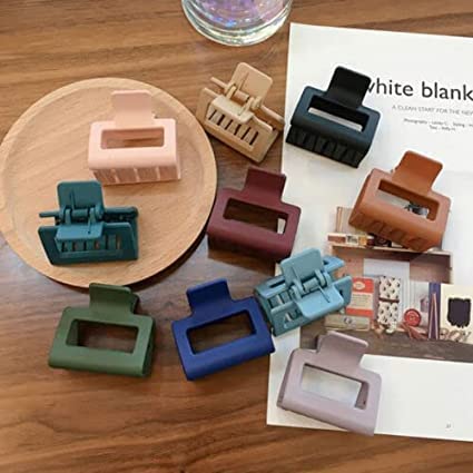 ALIBA COLLECTION 6-Piece Non-Slip Hair Claw Clips for Women & Girls - 2 Inch Matte Rectangle Hair Clips for Thin to Medium Thick Hair (Multicolor) - Perfect for School, Work, Gym & Everyday Hairstyles