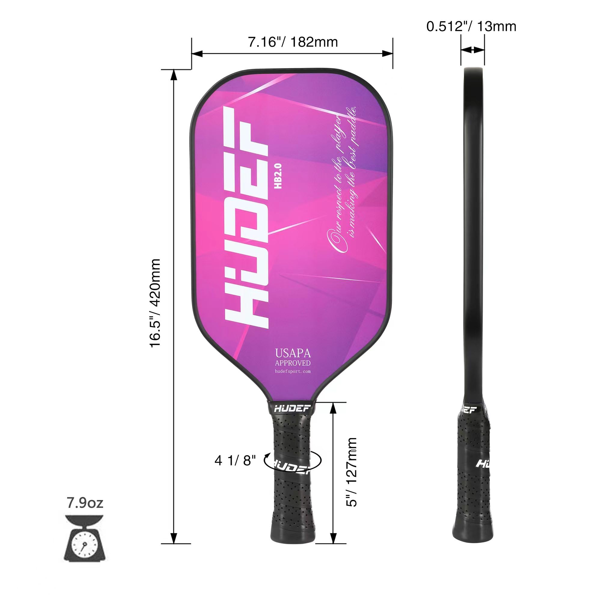 Premium Graphite Carbon Fiber Pickleball Paddle with PP Honeycomb Core - USAPA Approved Elongated Racket for Competitive Play | Perfect for Tournaments, Outdoor Games & Recreational Pickleball