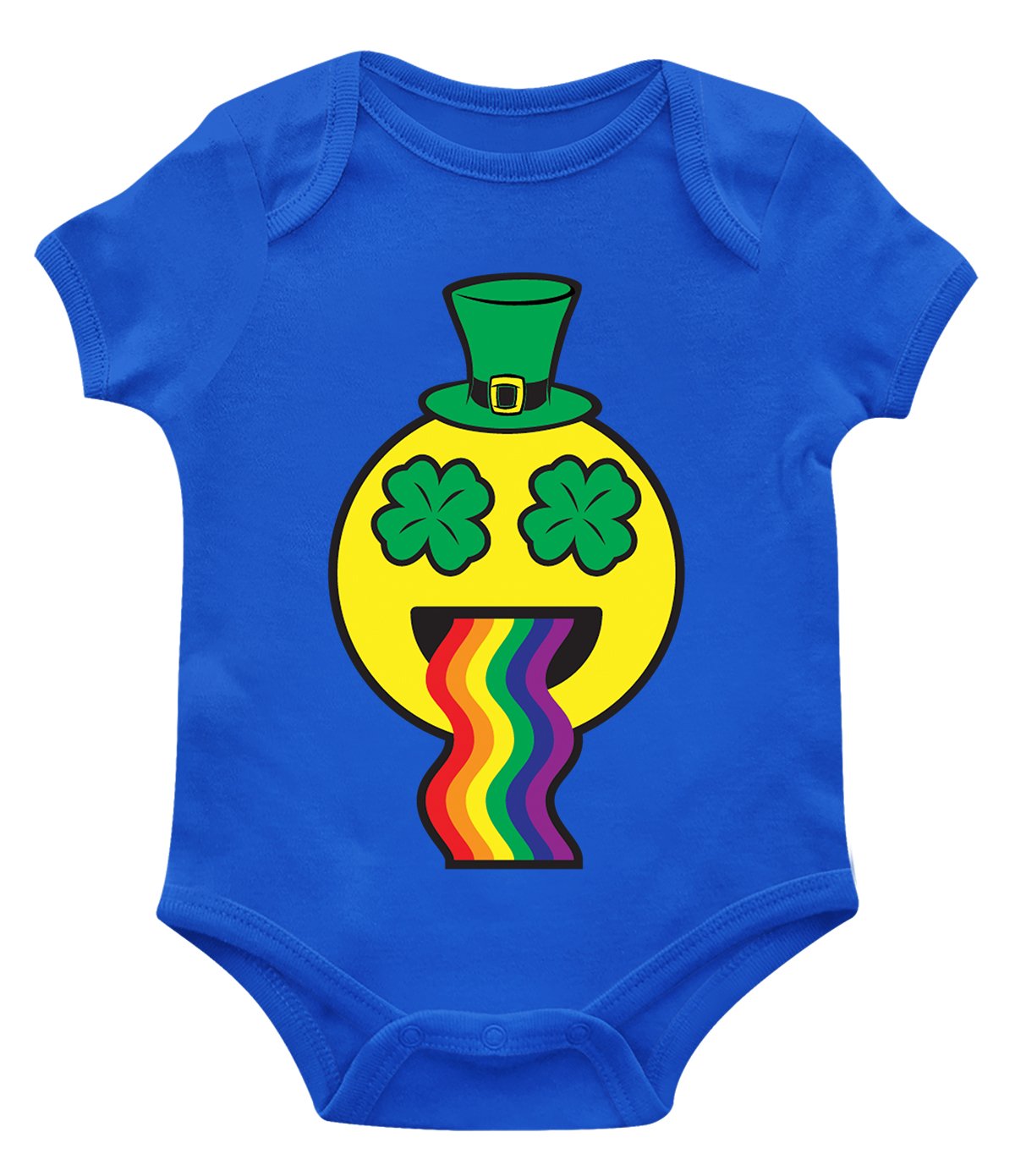 SpiritForged Apparel Leprechaun Emoji Puking Rainbow Baby Onesie - Cute St. Patrick's Day Outfit for Infants & Funny Holiday Photo Props