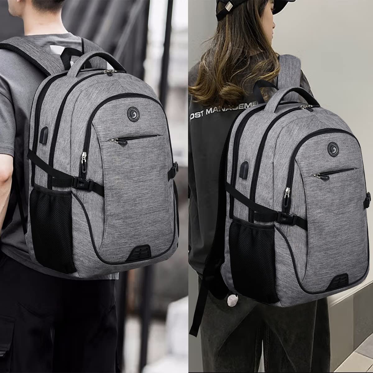 Shradoo Anti-Theft Laptop Backpack with USB Charging Port - Waterproof Travel Backpack for Men & Women, College Student Computer Bag Fits 17 Inch Laptop (Black) - Perfect for Work, School, Business Trips & Daily Commute