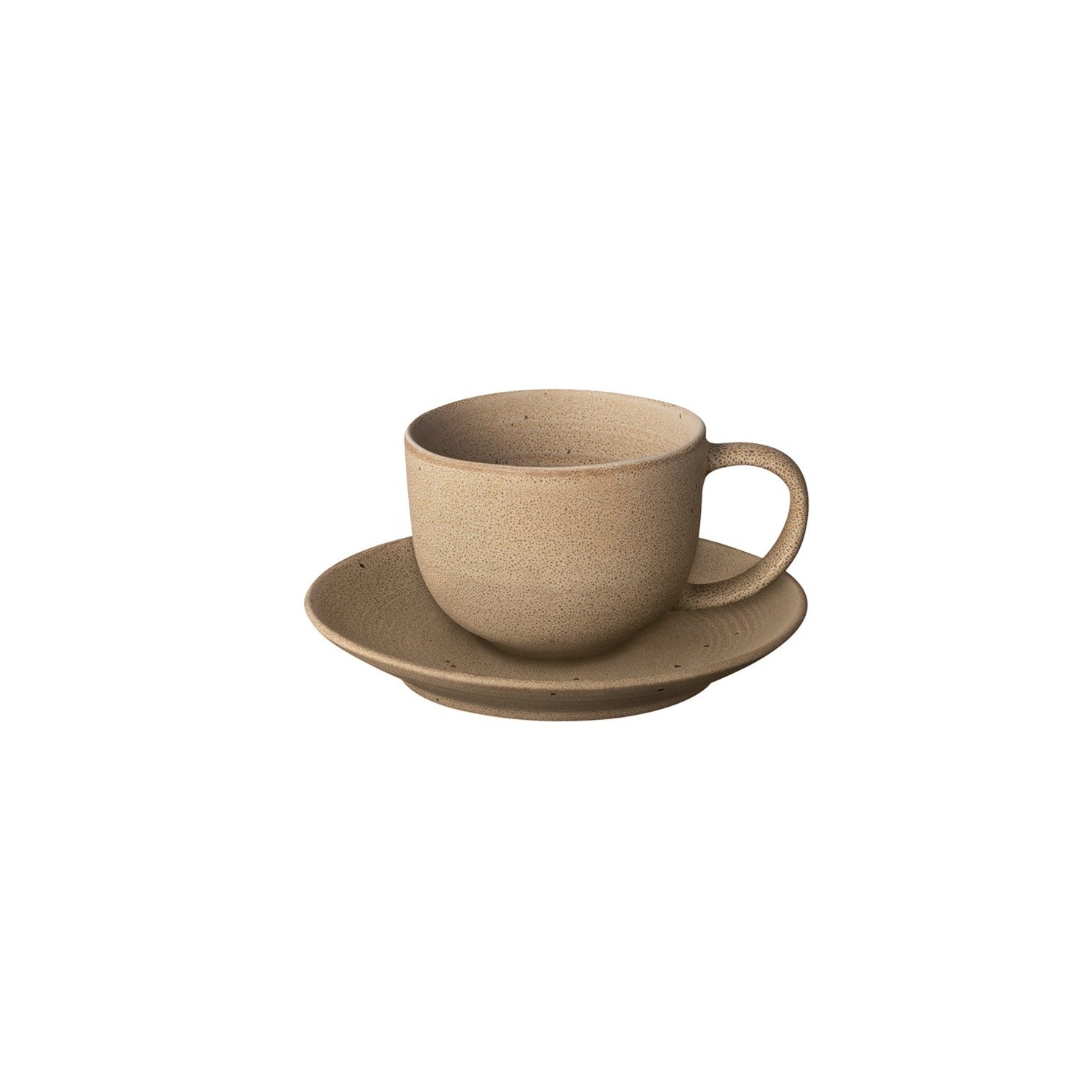Premium Stoneware Coffee Cups with Saucers - Set of 2 (6.4oz/190ml) - Elegant Tea & Espresso Cups for Home, Cafe, or Office Use
