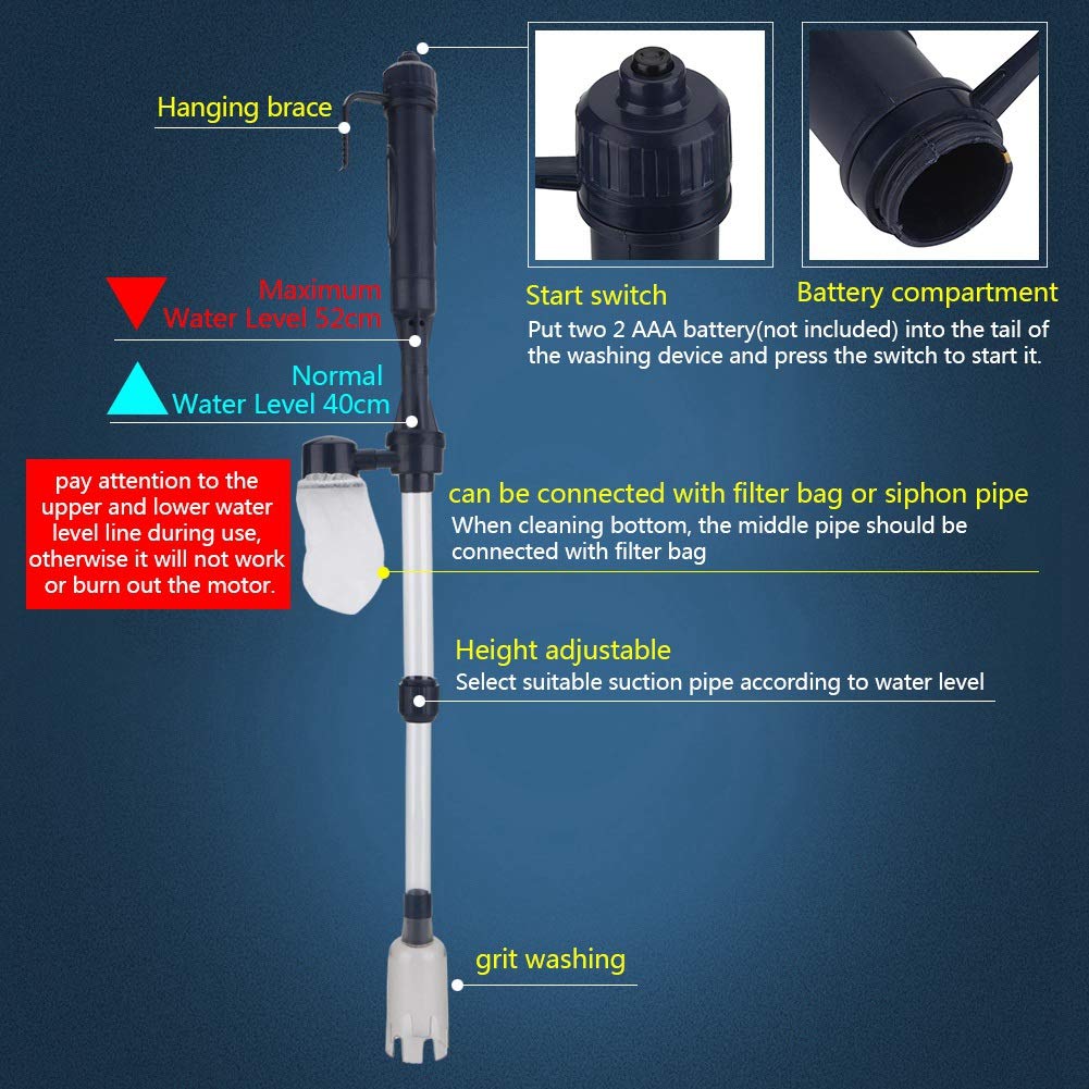 Electric Aquarium Gravel Cleaner & Water Changer - Automatic Siphon Pump for Fish Tank Sand Cleaning & Water Filtration | Perfect for Freshwater & Saltwater Tanks, Easy Water Change & Substrate Maintenance