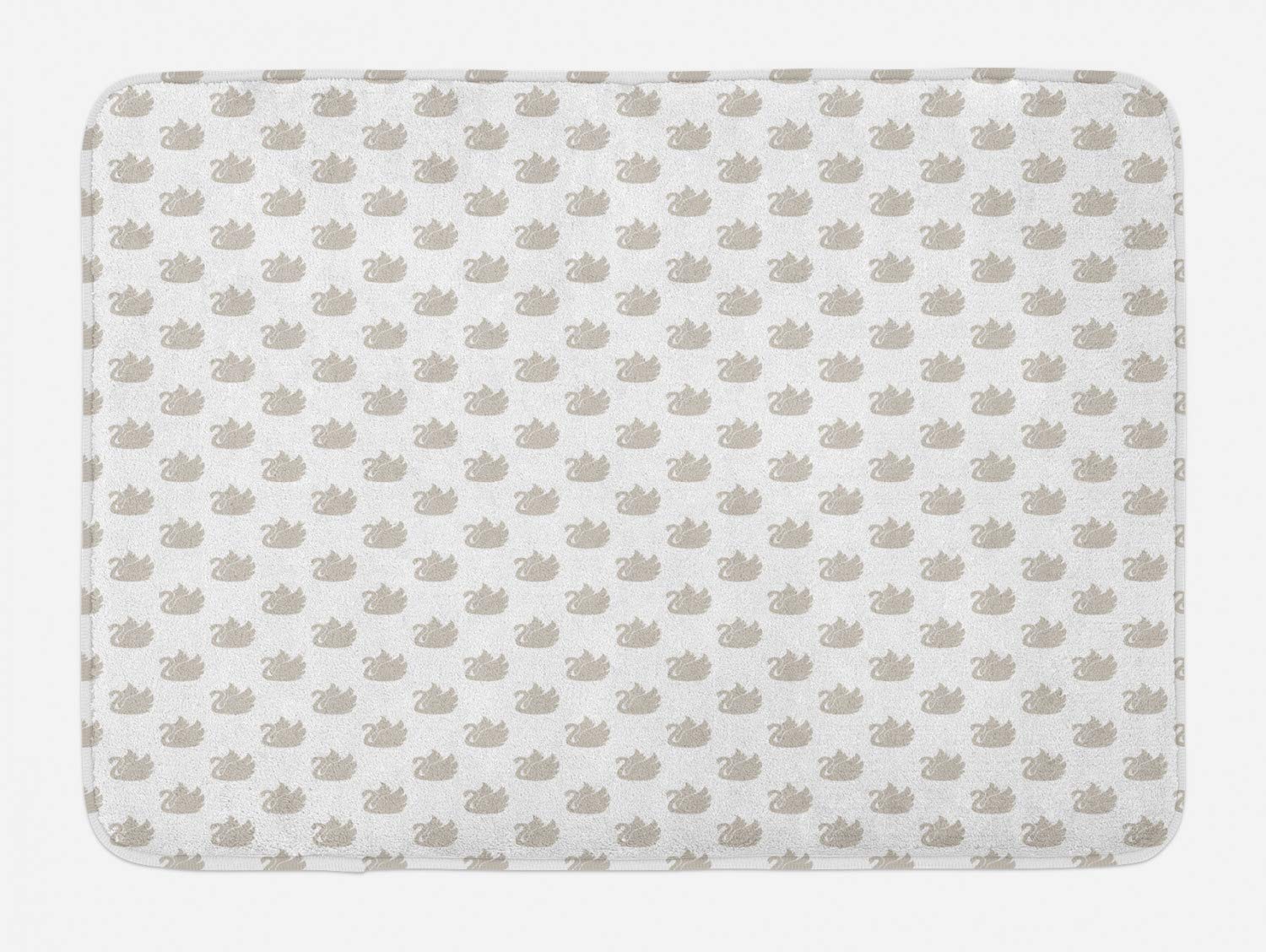 Ambesonne Vintage Swans Bath Mat - Non-Slip Plush Bathroom Rug with Aquatic Bird Silhouette Design, 30.2 x 20 Inches, White & Dust - Perfect for Bathroom Decor, Spa Retreats & Luxury Home Accents