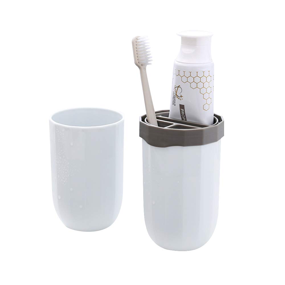 Portable 3-in-1 Travel Toothbrush Case with Toothpaste Holder - Hard Plastic Toothbrush Storage Container for Travel, Business, Home, Camping & School Supplies (White) | Compact Hygiene Solution for On-the-Go Lifestyle