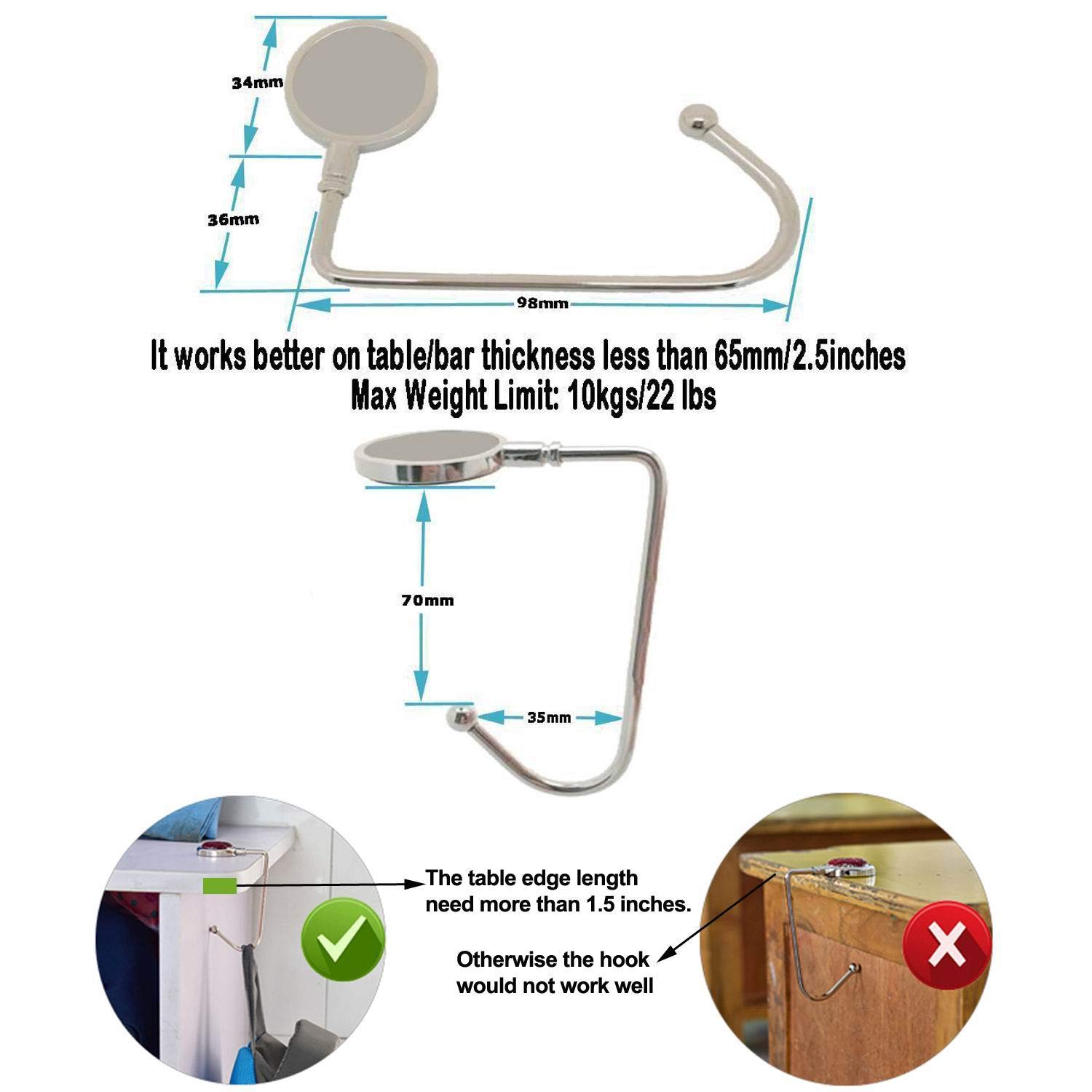 Stylish Purse Hook for Table - Durable Bag Hanger for Women, Handbag Holder for Restaurants, Office & Home - Perfect Gift for Women & Girls (CAT 06) | Ideal for Dining Out, Work Desks & Closet Organization