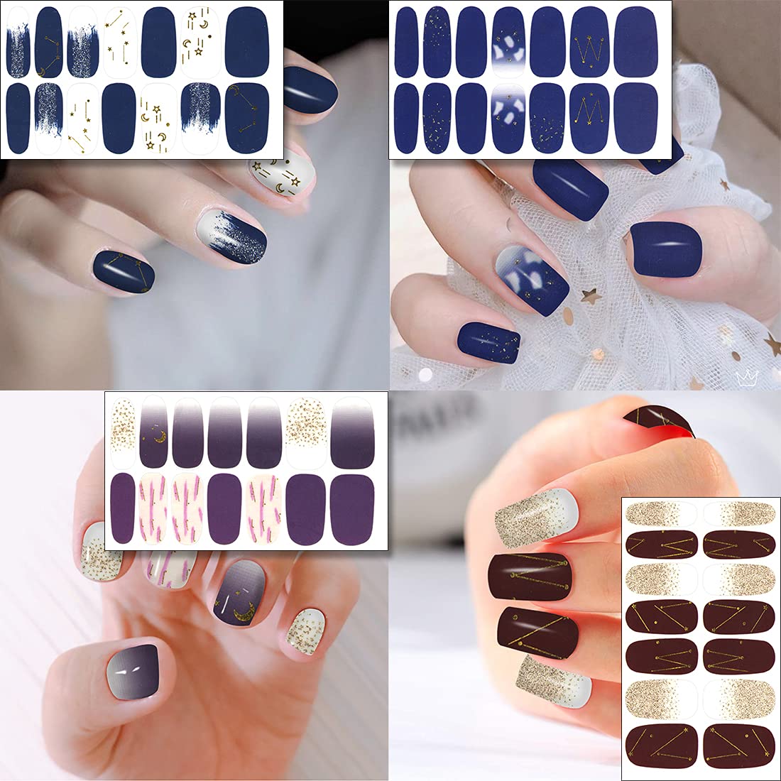 30 Sheets Glitter Nail Strips - Sequin Gold Foil Design Self-Adhesive Nail Polish Stickers, Blooming Gradient Color Nail Wraps for Women, Nail Art Kit with Nail File - Perfect for Parties, Weddings & Special Occasions