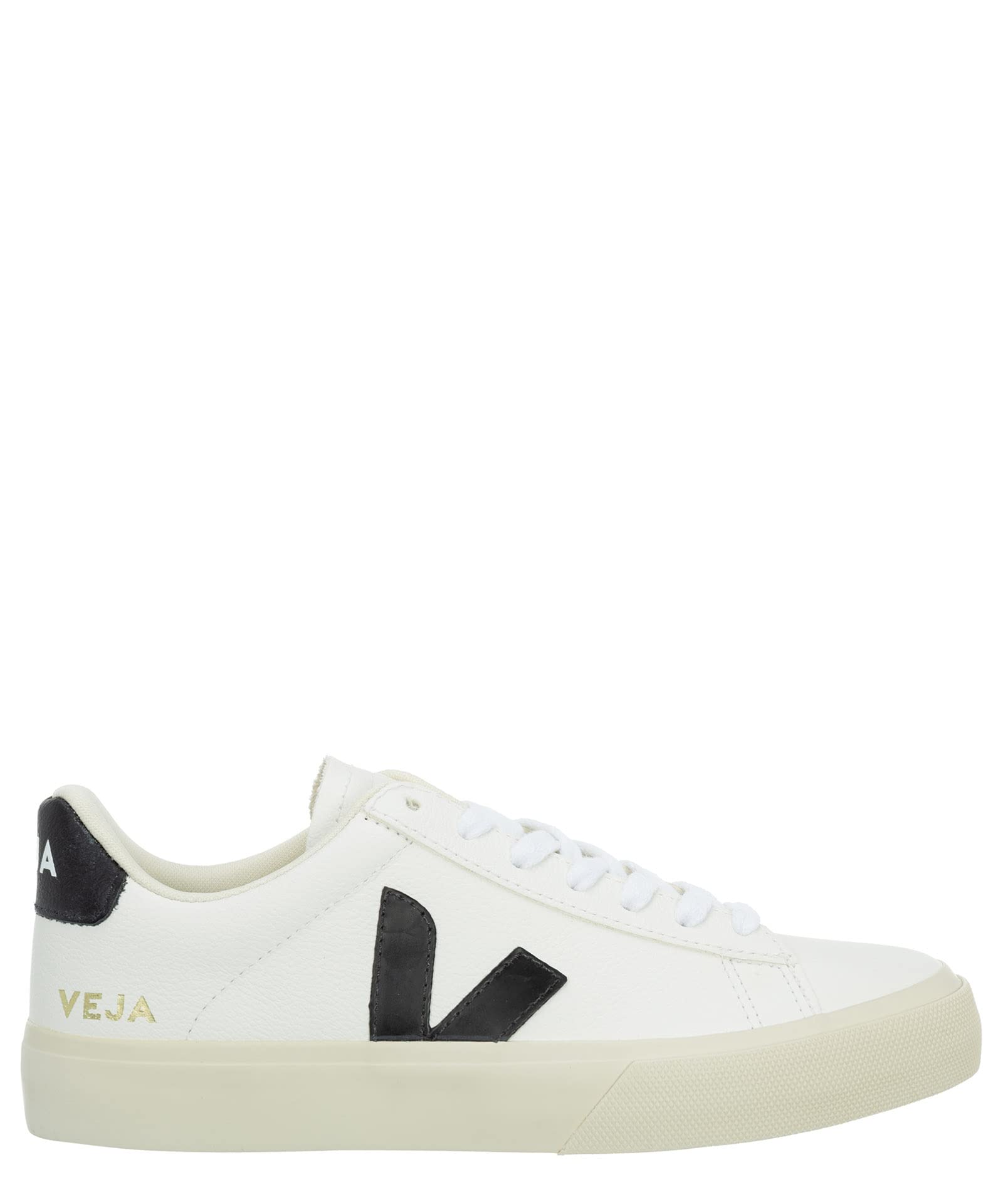 Veja Women's Campo Sneakers - Black & White Leather Casual Shoes for Walking, Running & Everyday Wear | Eco-Friendly Vegan Sneakers