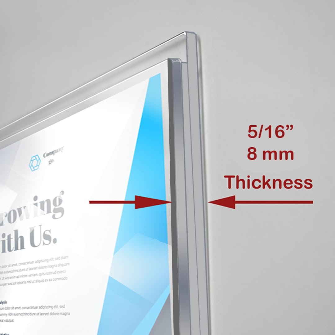 Acrimet Wall Mount Sign Holder - A3 Ledger Size, Clear Crystal Plastic with Self-Adhesive Backing - Ideal for Office, Restaurant, School & Home Displays (2-Pack) | Perfect for Menus, Notices, Posters & Retail Signage