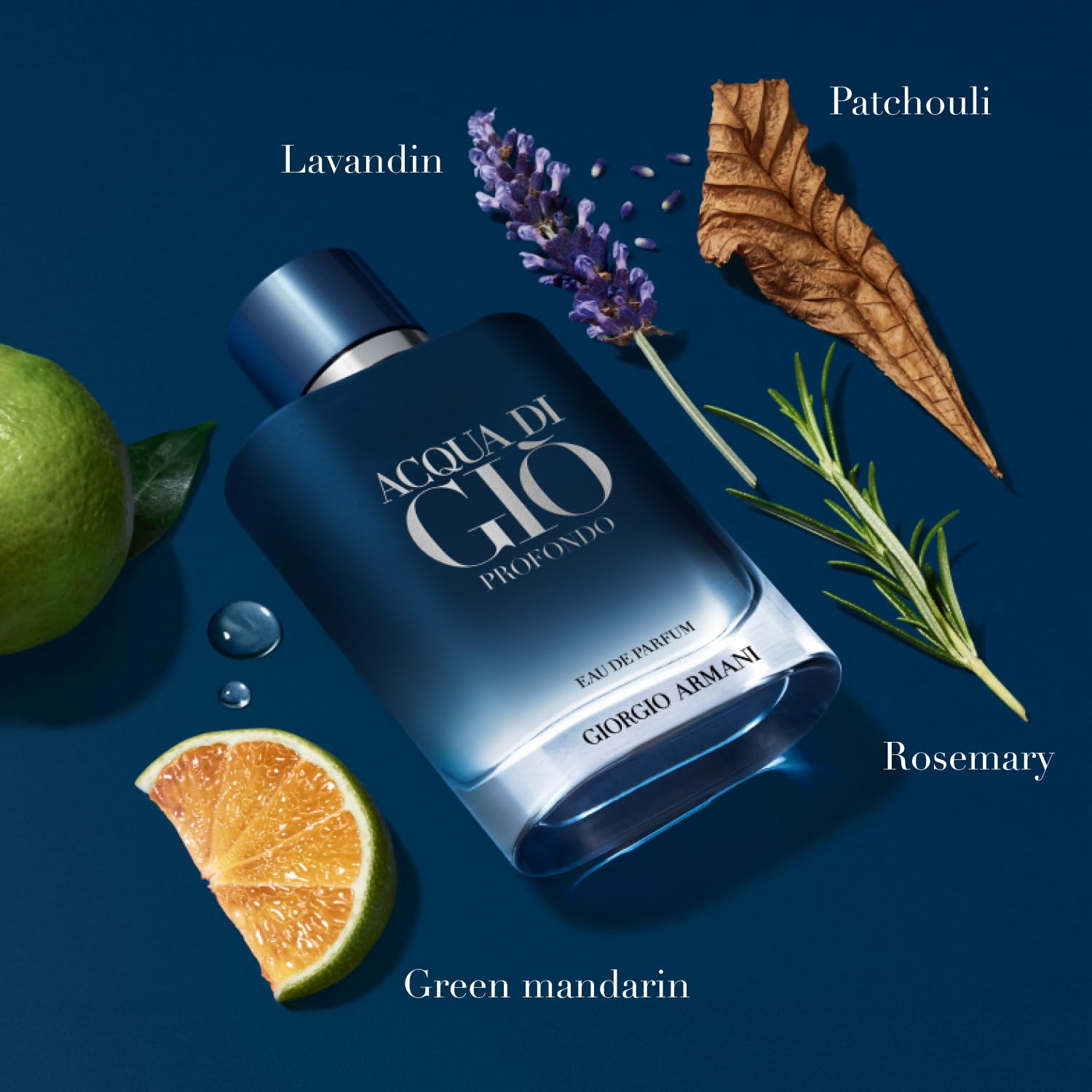 Armani Beauty Acqua di Giò Profondo Eau de Parfum for Men - Fresh Aromatic Cologne with Mandarin, Lavender & Cedarwood Notes - Perfect for Daily Wear, Office & Special Occasions