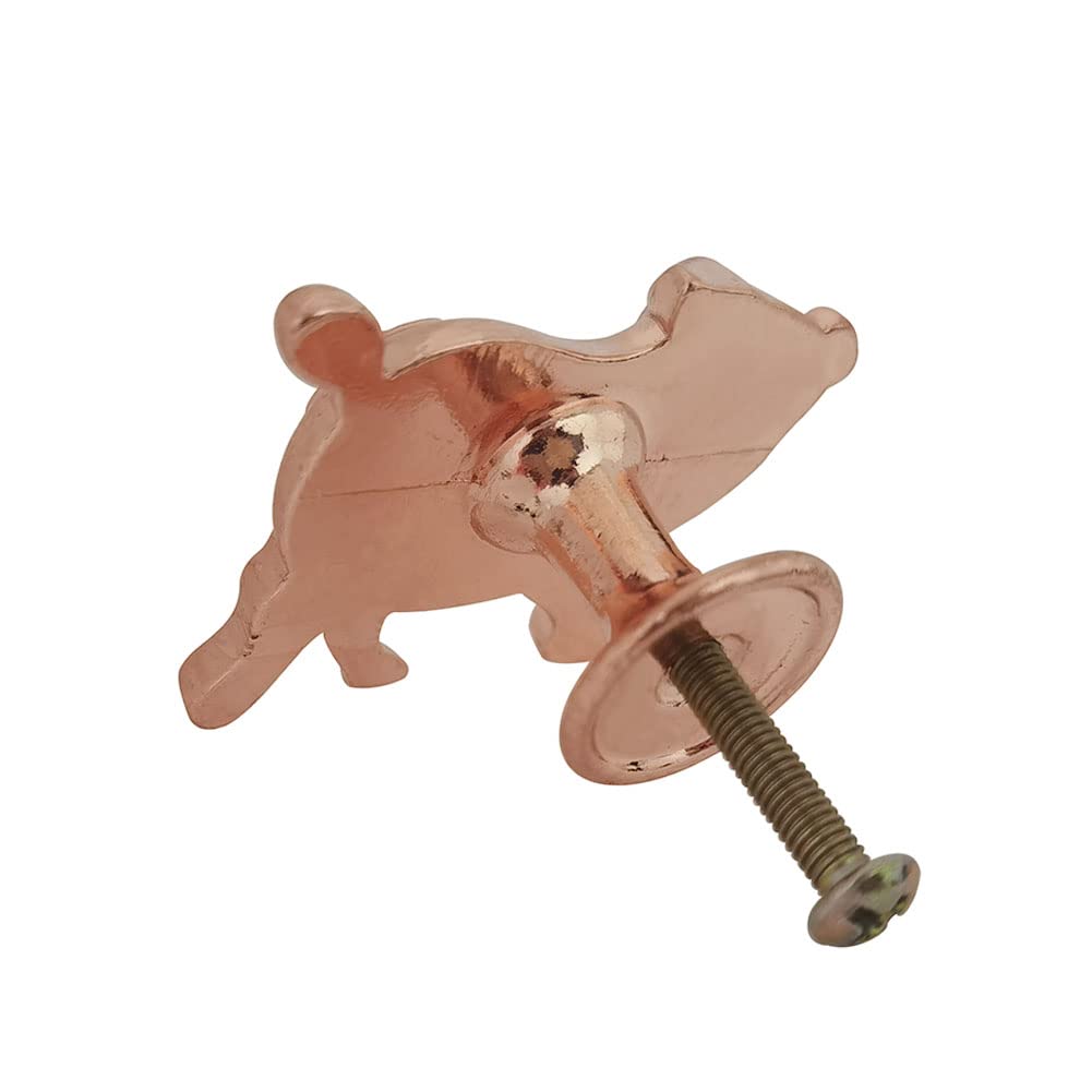3-Pack Cute Pig Knob Cabinet Handles - Rose Gold Animal Shaped Drawer Pulls for Wardrobes, Closets, Dressers, Kids Room & Kitchen Furniture Decor (Perfect for Nursery, Bedroom & Playroom Organization)