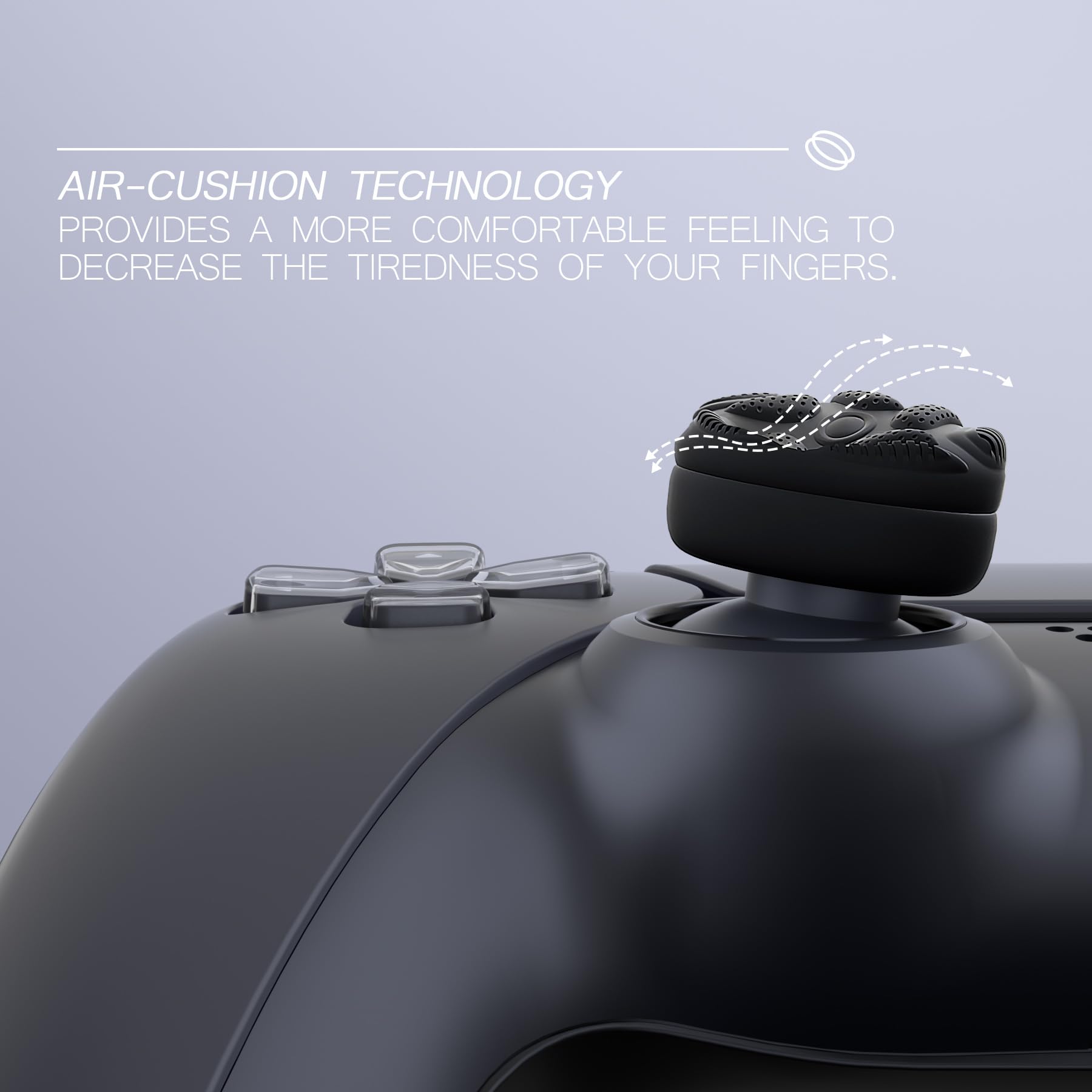 PlayVital Thumb Grip Caps for PS5/PS4/Xbox Series X|S/Xbox One/Elite Series 2/Nintendo Switch Pro Controller - Black - Ergonomic Joystick Covers for Enhanced Gaming Comfort & Precision (Perfect for FPS, Racing & Long Gaming Sessions)