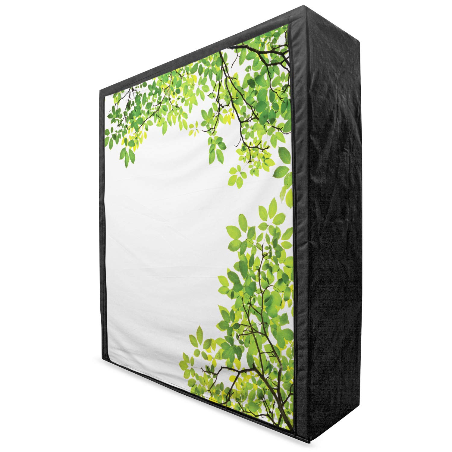 Ambesonne Green White Leaves Portable Fabric Wardrobe - 59