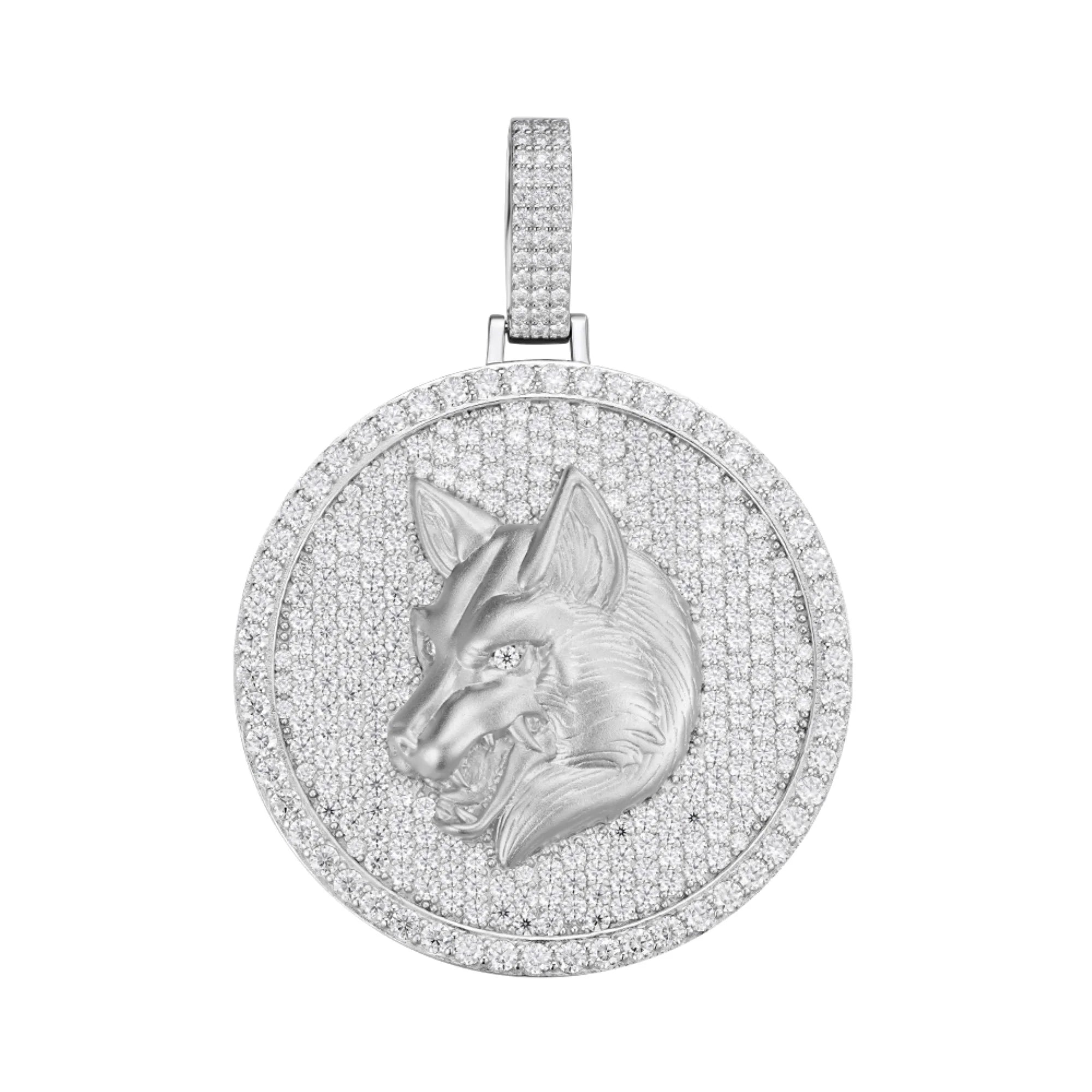 Moissanite Wolf Pendant Necklace - 925 Sterling Silver Animal Medallion for Men & Women - Perfect for Gifts, Everyday Wear & Special Occasions
