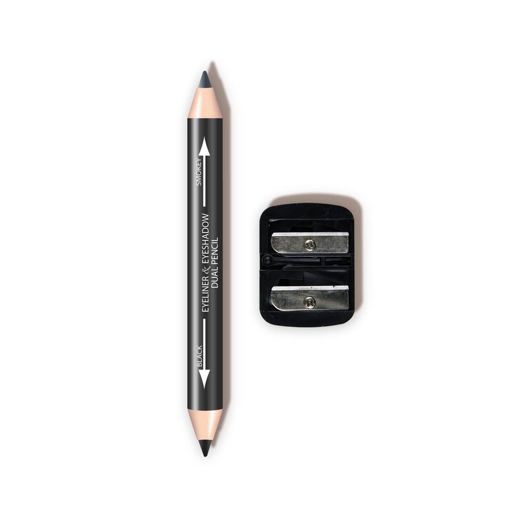 L.A. COLORS Smokey Dual Liner & Eyeshadow Pencil with Sharpener - Waterproof Eyeliner & Creamy Eyeshadow Stick for Smokey Eye Makeup - Perfect for Day to Night Looks, Parties & Special Occasions